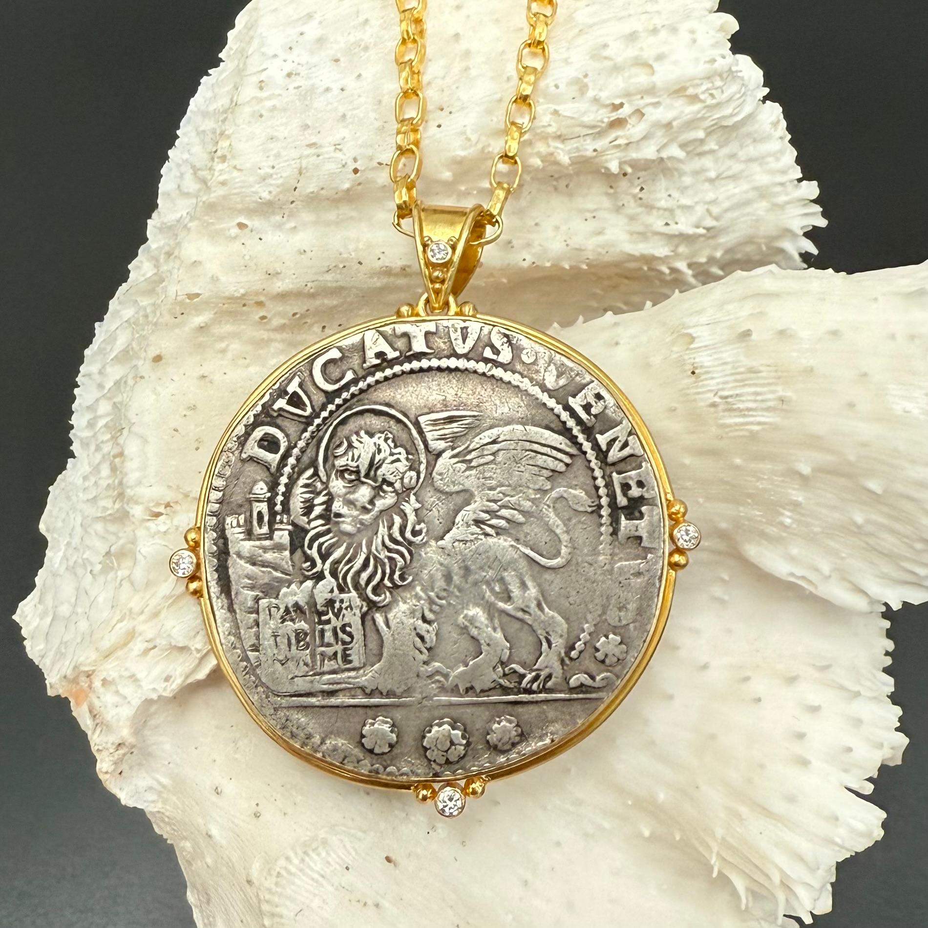 Colgante de oro de 18 quilates con diamantes del León de San Marcos de Venecia del siglo XVII en venta 8