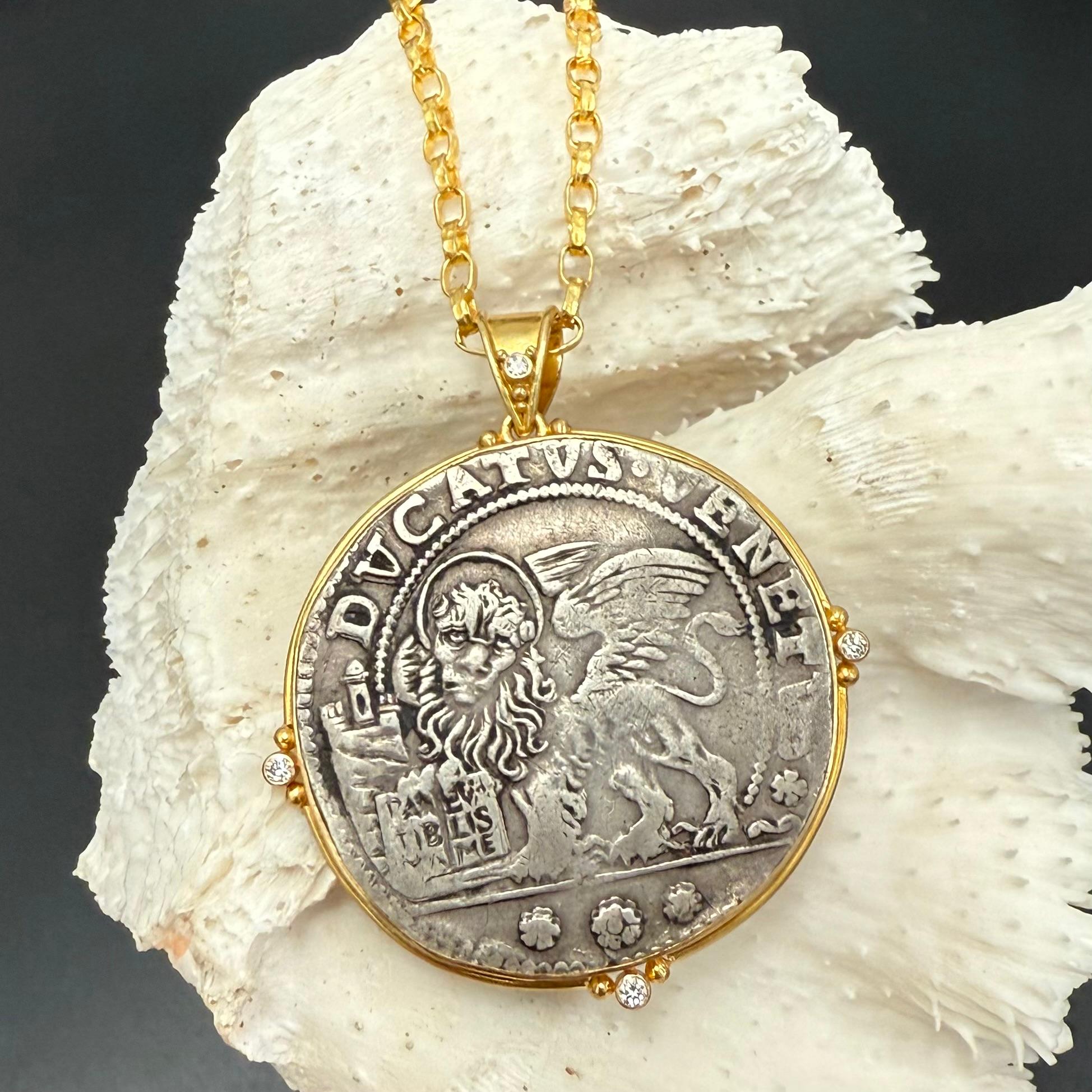 Colgante de oro de 18 quilates con diamantes del León de San Marcos de Venecia del siglo XVII en venta 10