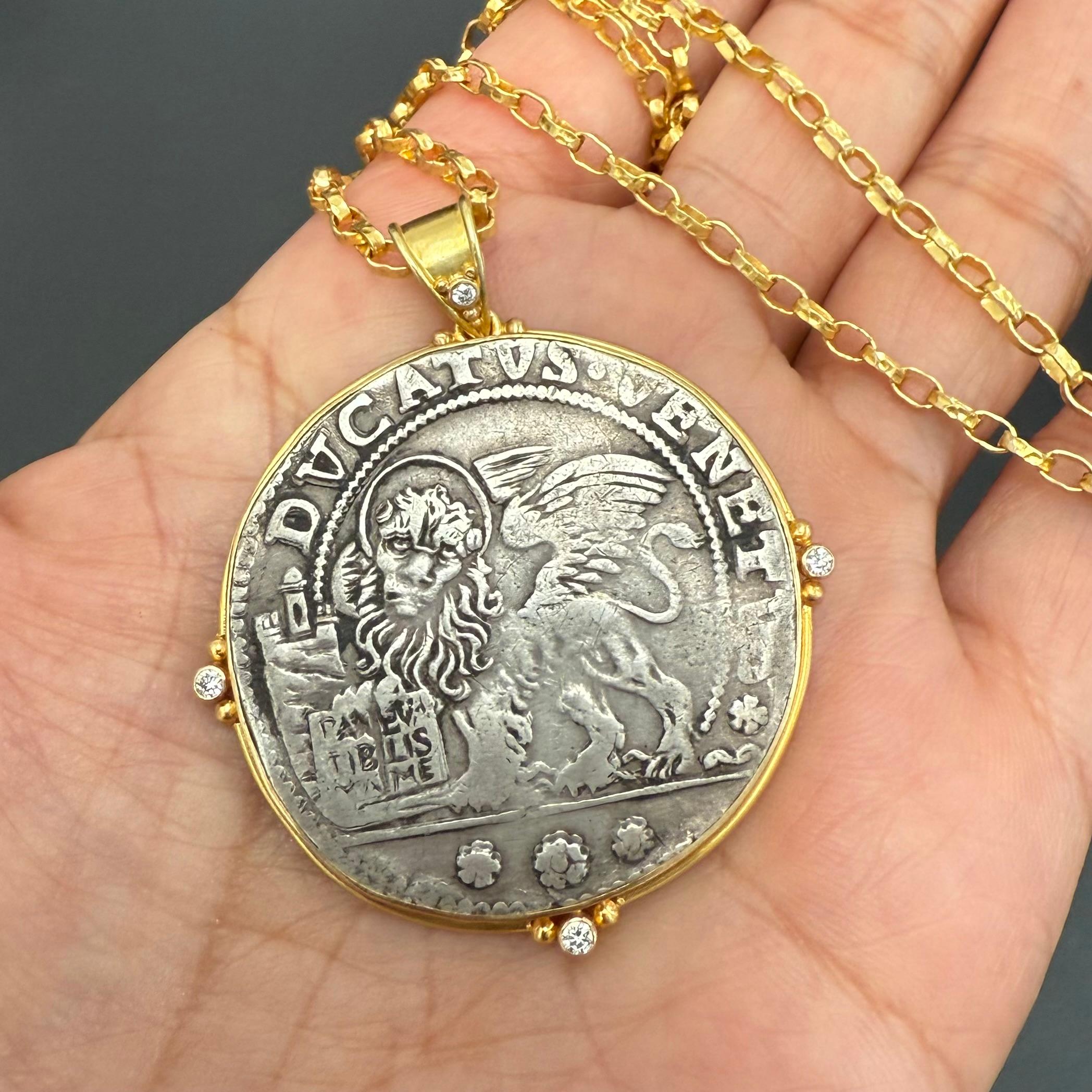 Colgante de oro de 18 quilates con diamantes del León de San Marcos de Venecia del siglo XVII en venta 1