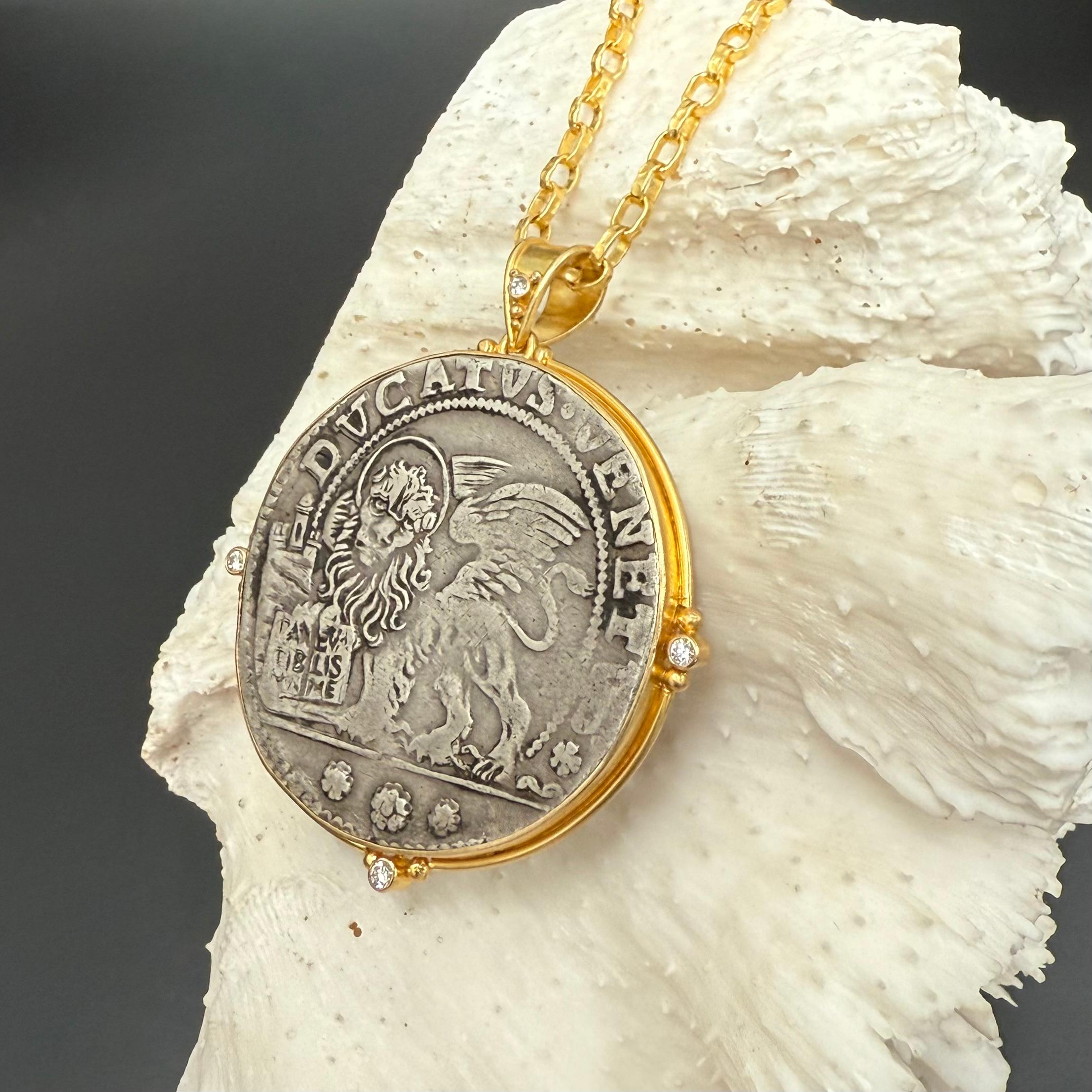 Colgante de oro de 18 quilates con diamantes del León de San Marcos de Venecia del siglo XVII en venta 3
