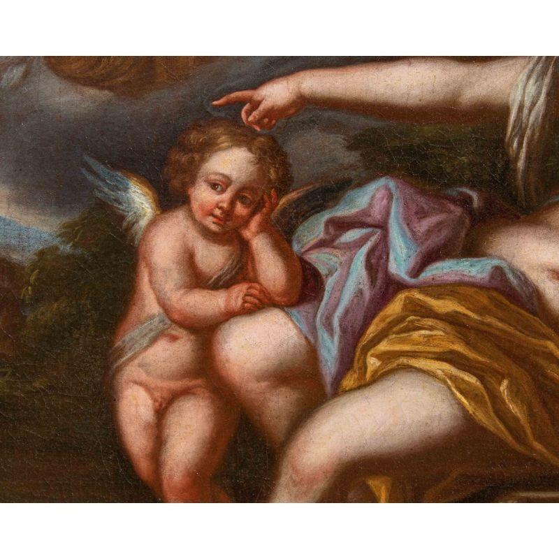Oiled 17th Century Venus and Cupid with Bacchic Procession Painting Oil on Canvas For Sale