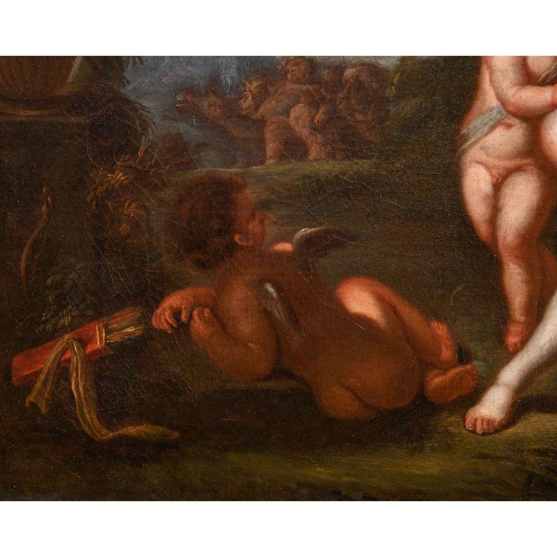 17th Century Venus and Cupid with Bacchic Procession Painting Oil on Canvas In Good Condition For Sale In Milan, IT