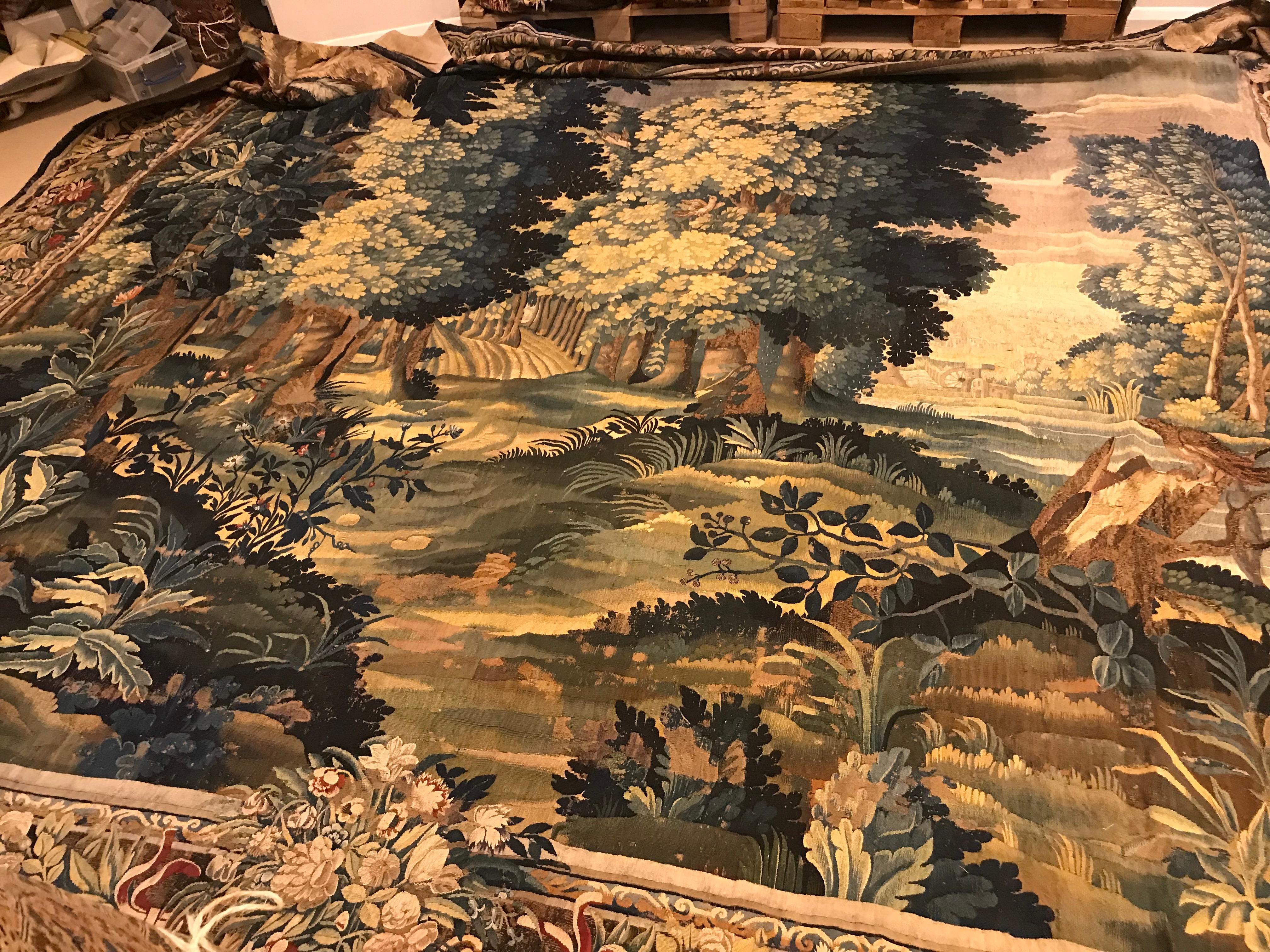 Belgian 17th Century Verdure Flemish Tapestry For Sale