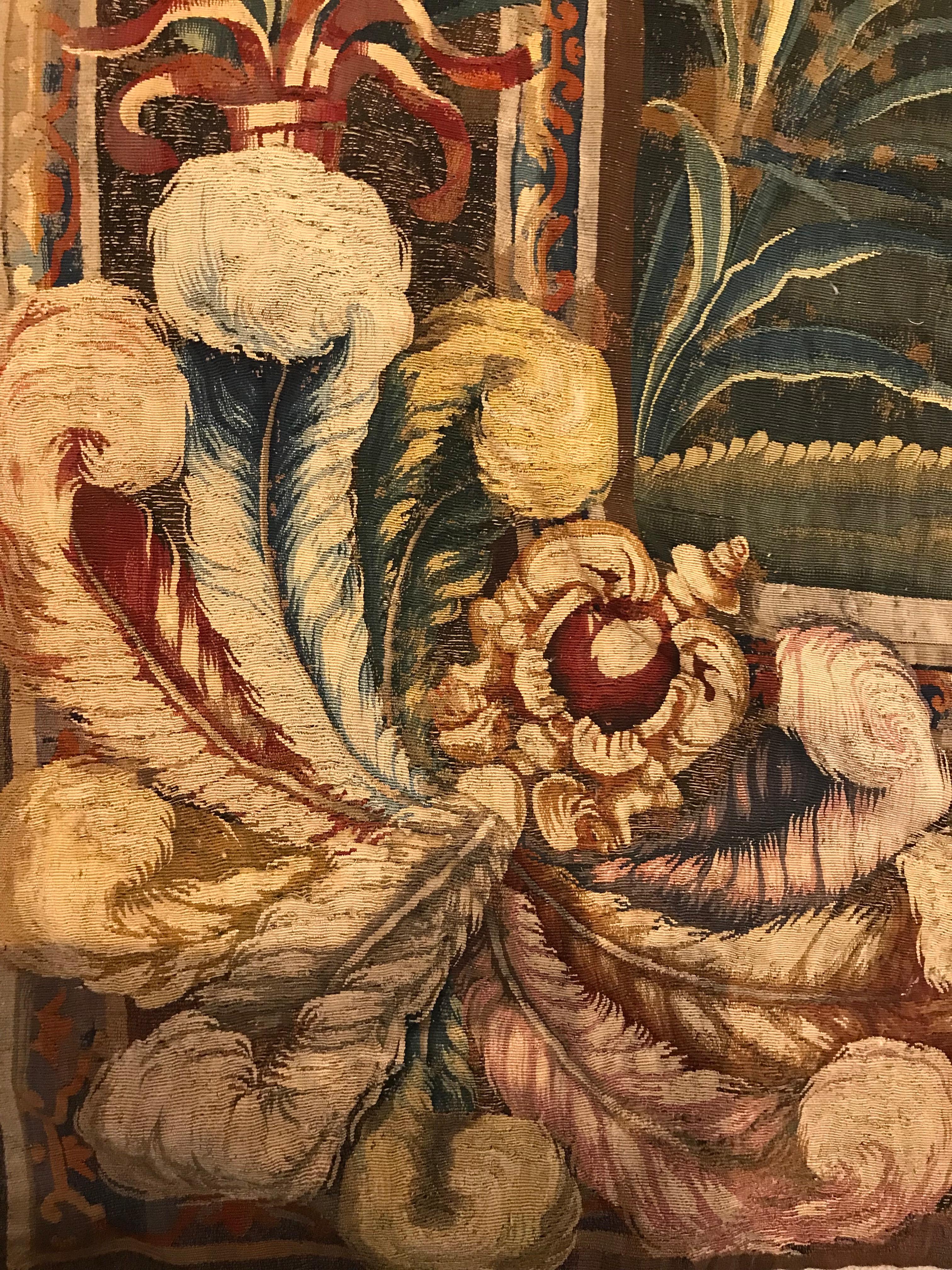 Hand-Knotted 17th Century Verdure Flemish Tapestry For Sale