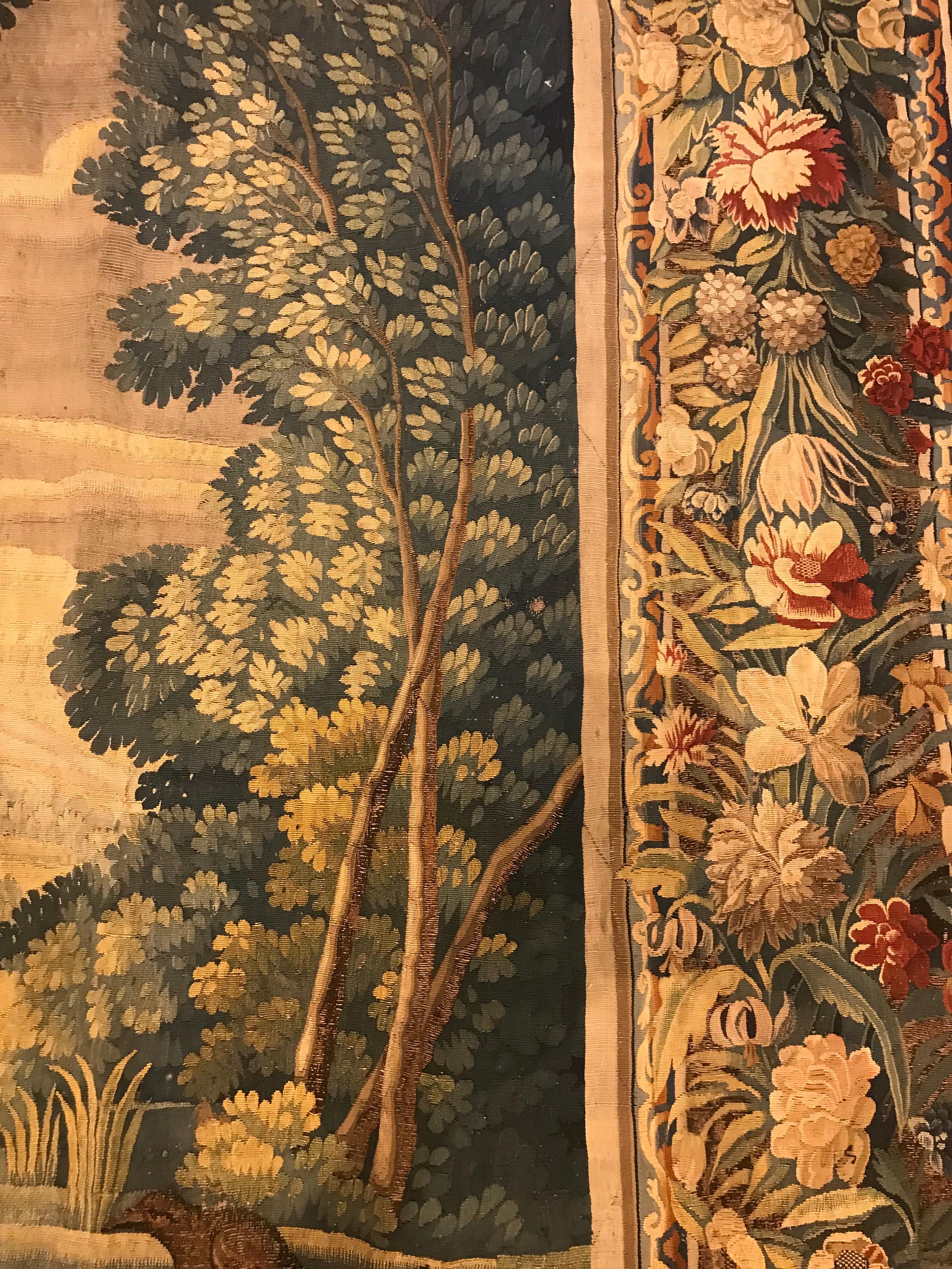 17th Century Verdure Flemish Tapestry In Good Condition For Sale In London, GB