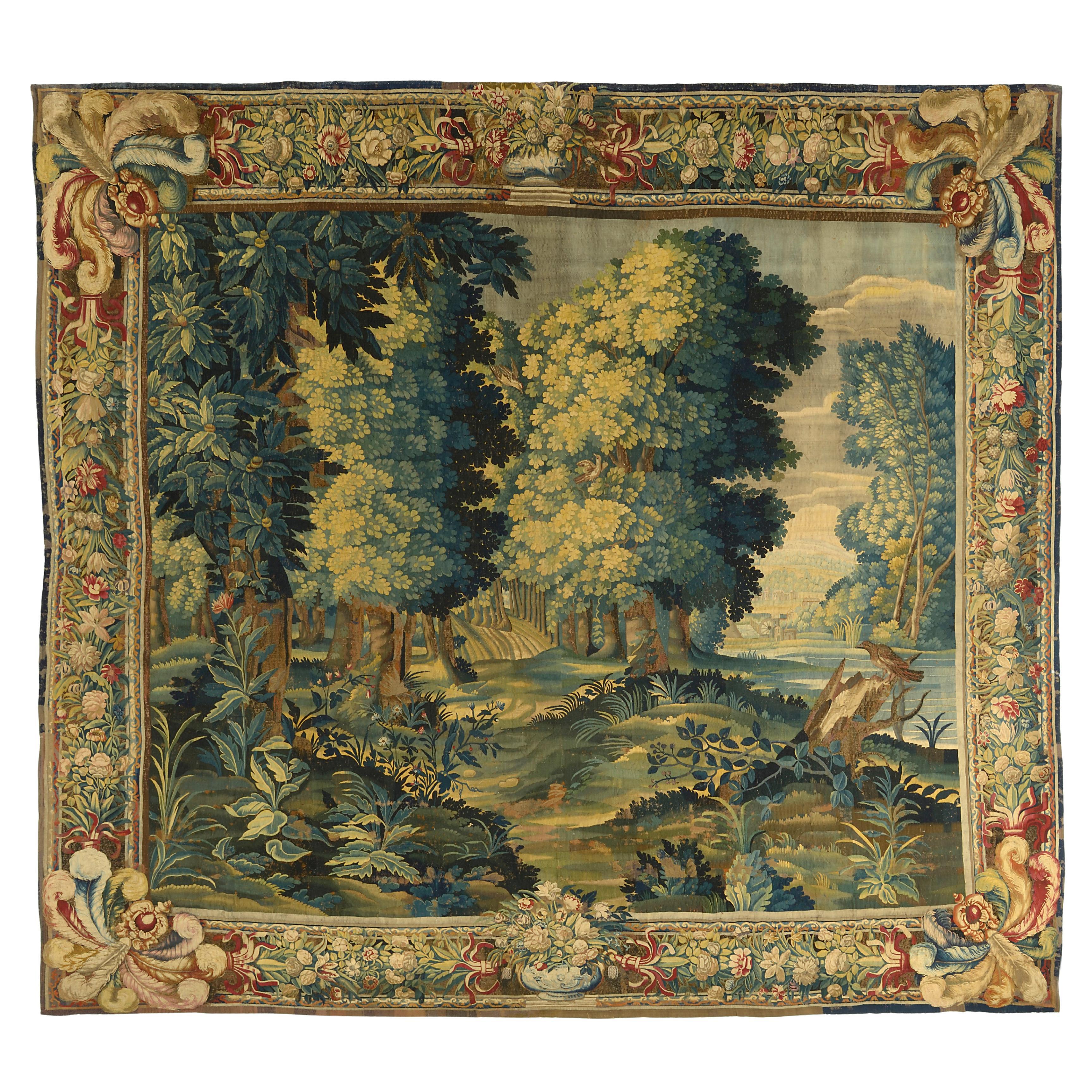 17th Century Verdure Flemish Tapestry For Sale