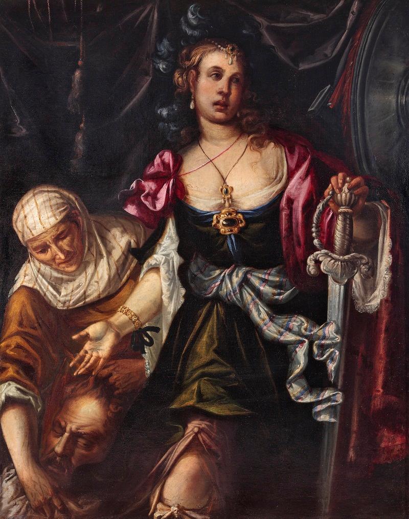 Siglo XVII por Escuela Veronesa Judith con la cabeza de Holofernes Óleo sobre lienzo - Painting de 17th century Veronese school