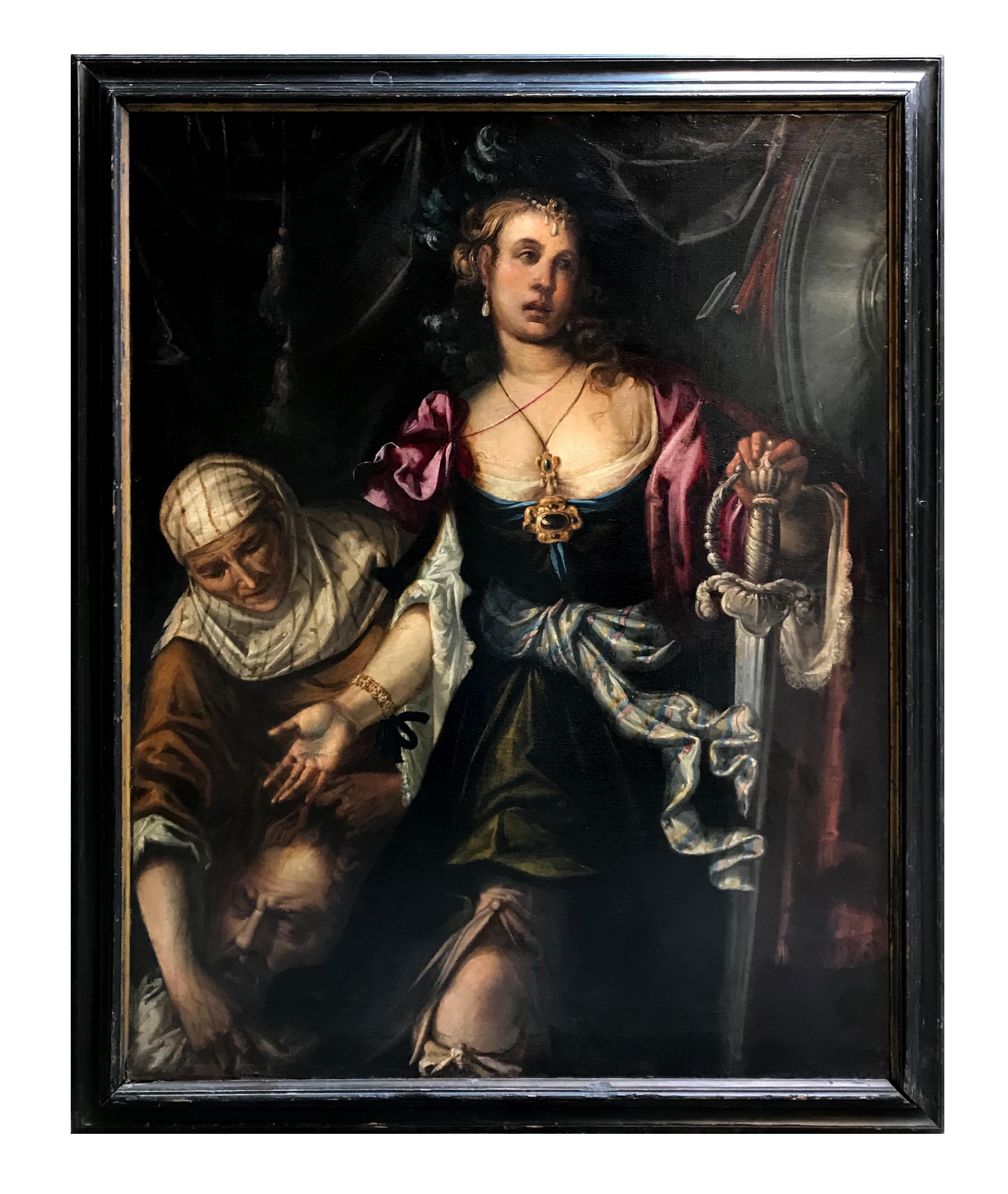 Figurative Painting de 17th century Veronese school - Siglo XVII por Escuela Veronesa Judith con la cabeza de Holofernes Óleo sobre lienzo