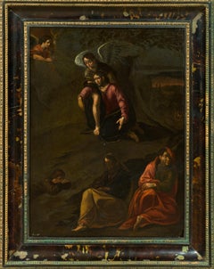 Christ wird von einem Engel im Garten von Gethsemane unterstützt, auf Schiefer