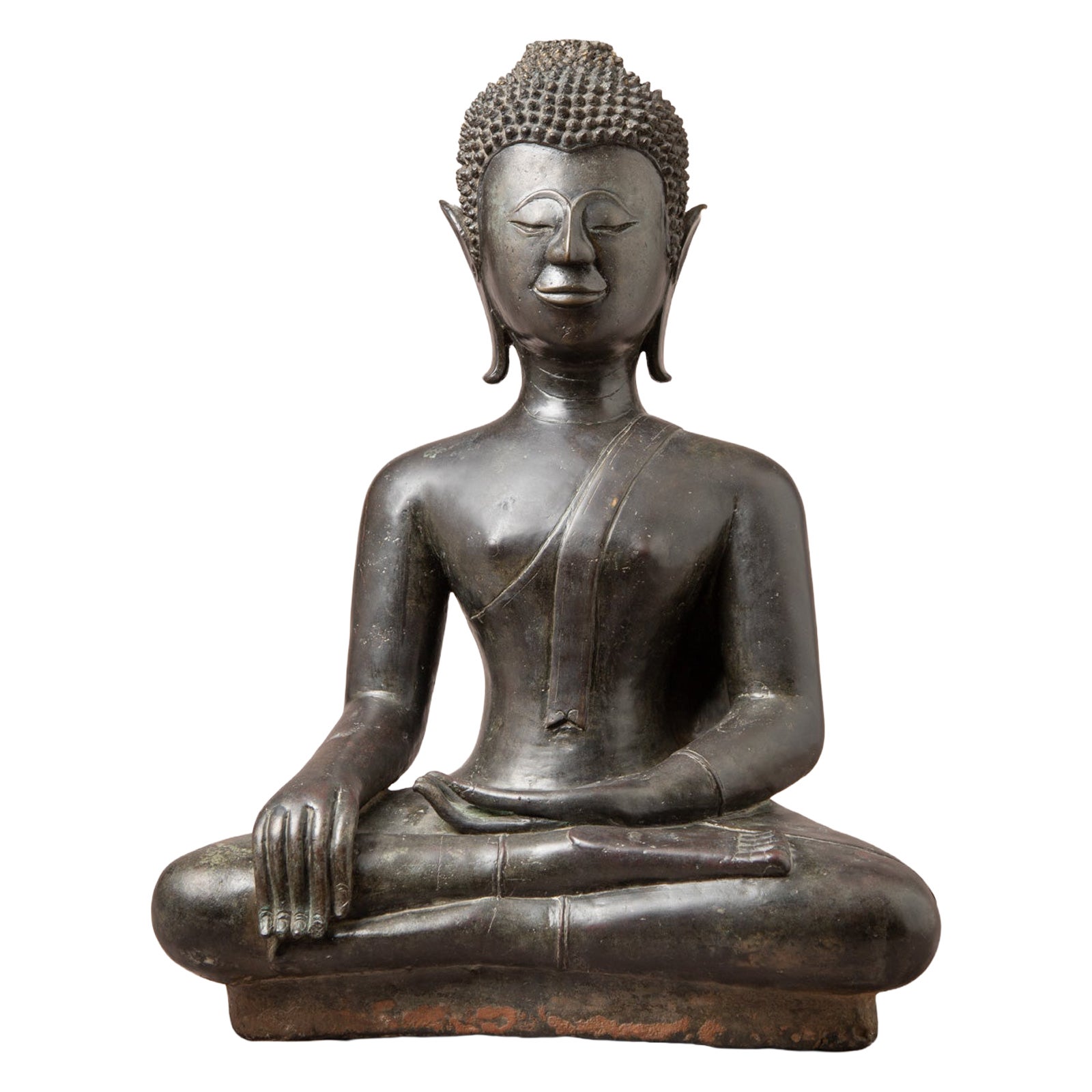 XVIIe siècle Statue de Bouddha Lao en bronze antique très spéciale - style Lanxan