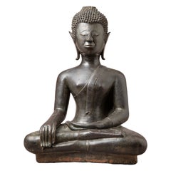 17th century Very special antique bronze Lao Buddha statue - Lanxan style