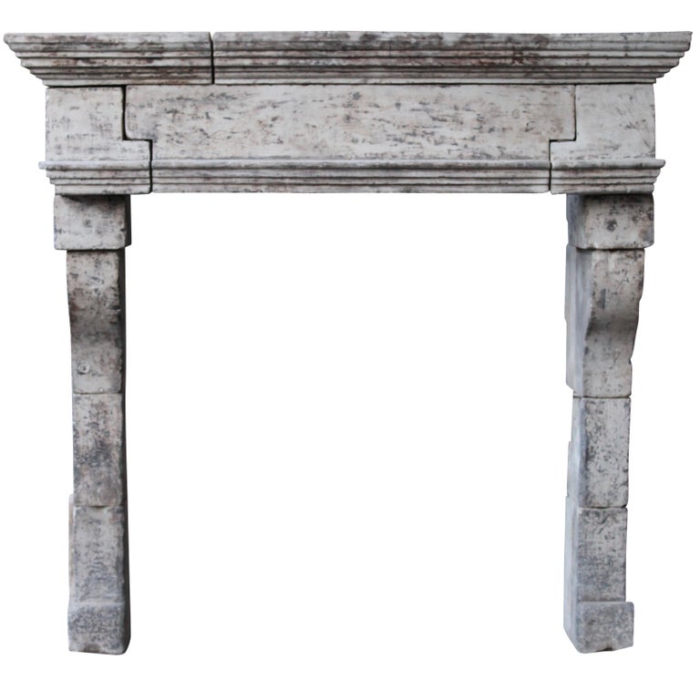 17th Century Vintage Fine French Country Fireplace In Limestone For 17th Century Vintage Fine French Country Fireplace In Limestone For
