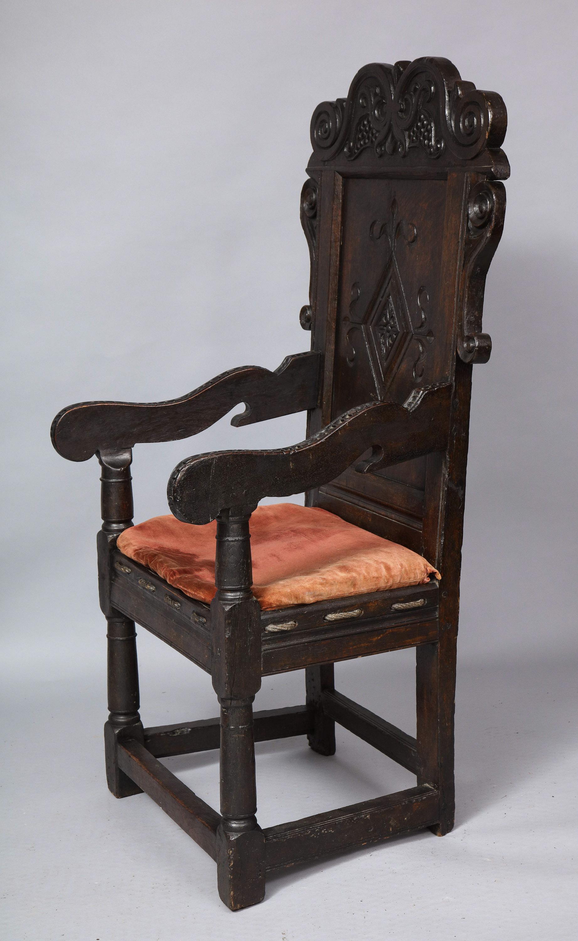 Jacobéen Chaise à lambris du 17e siècle en vente
