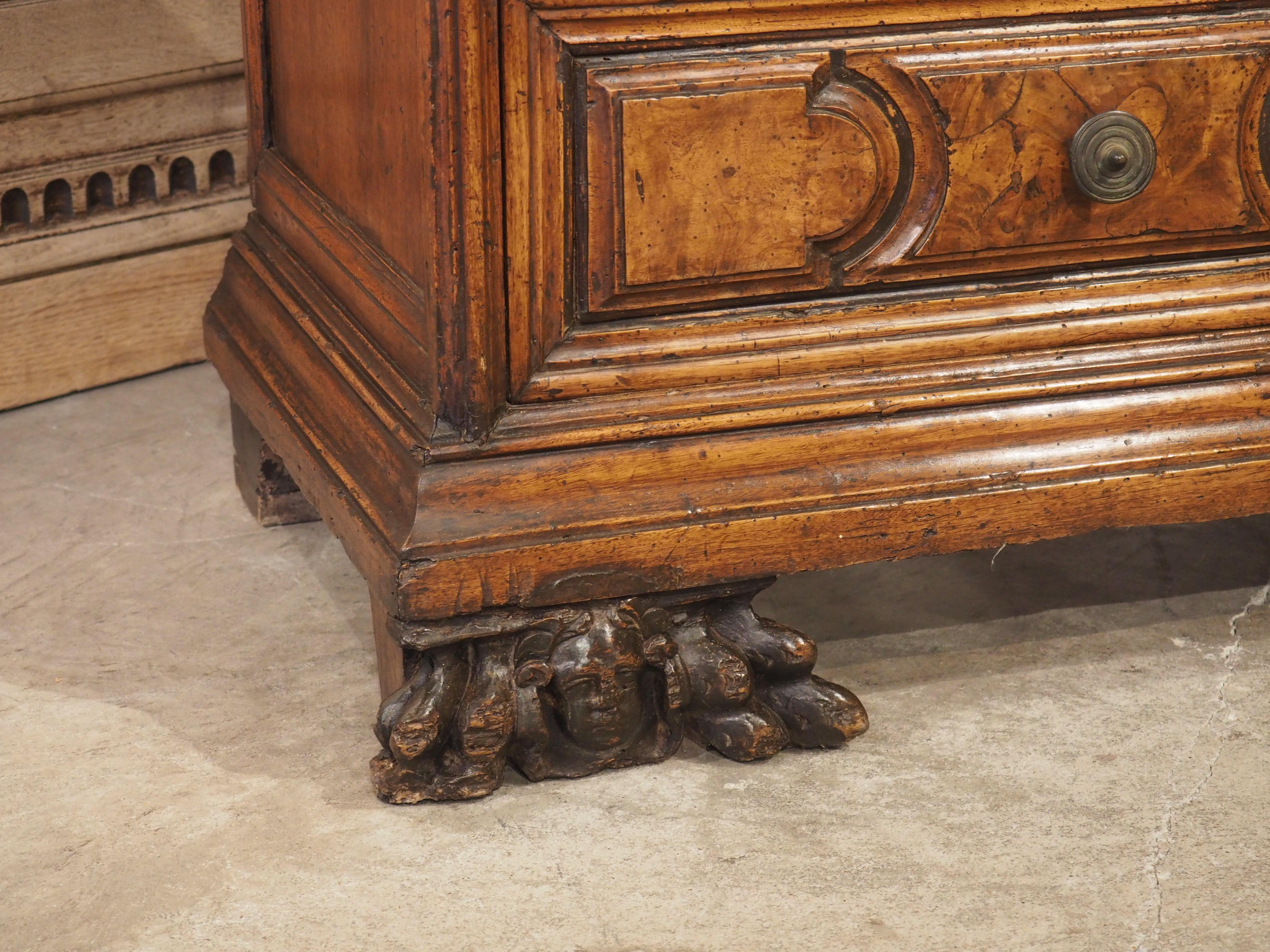 18th Century and Earlier 17th Century Walnut and Burl Walnut Commode from Tuscany, Italy