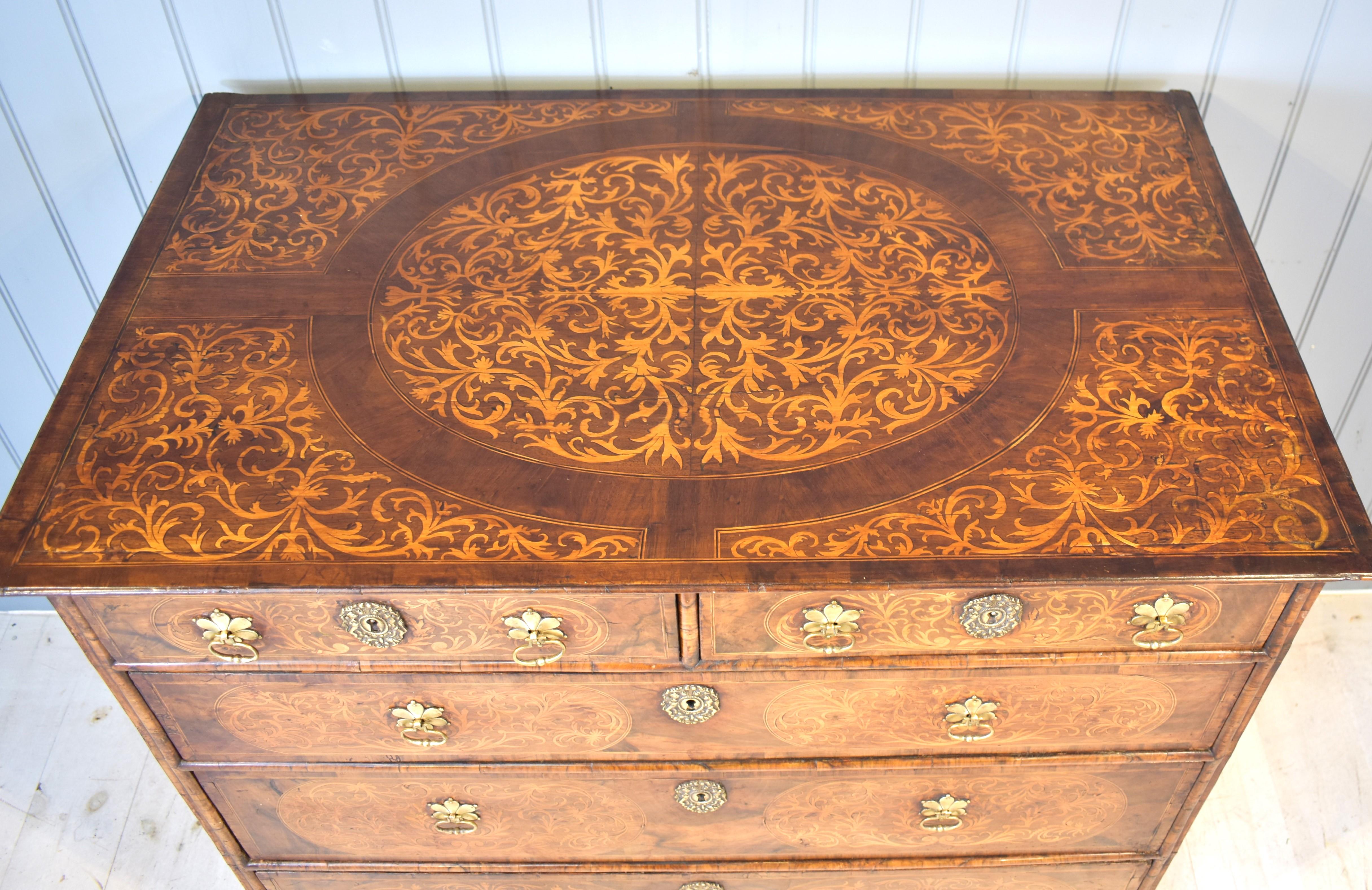 William and Mary 17th century walnut chest of drawers