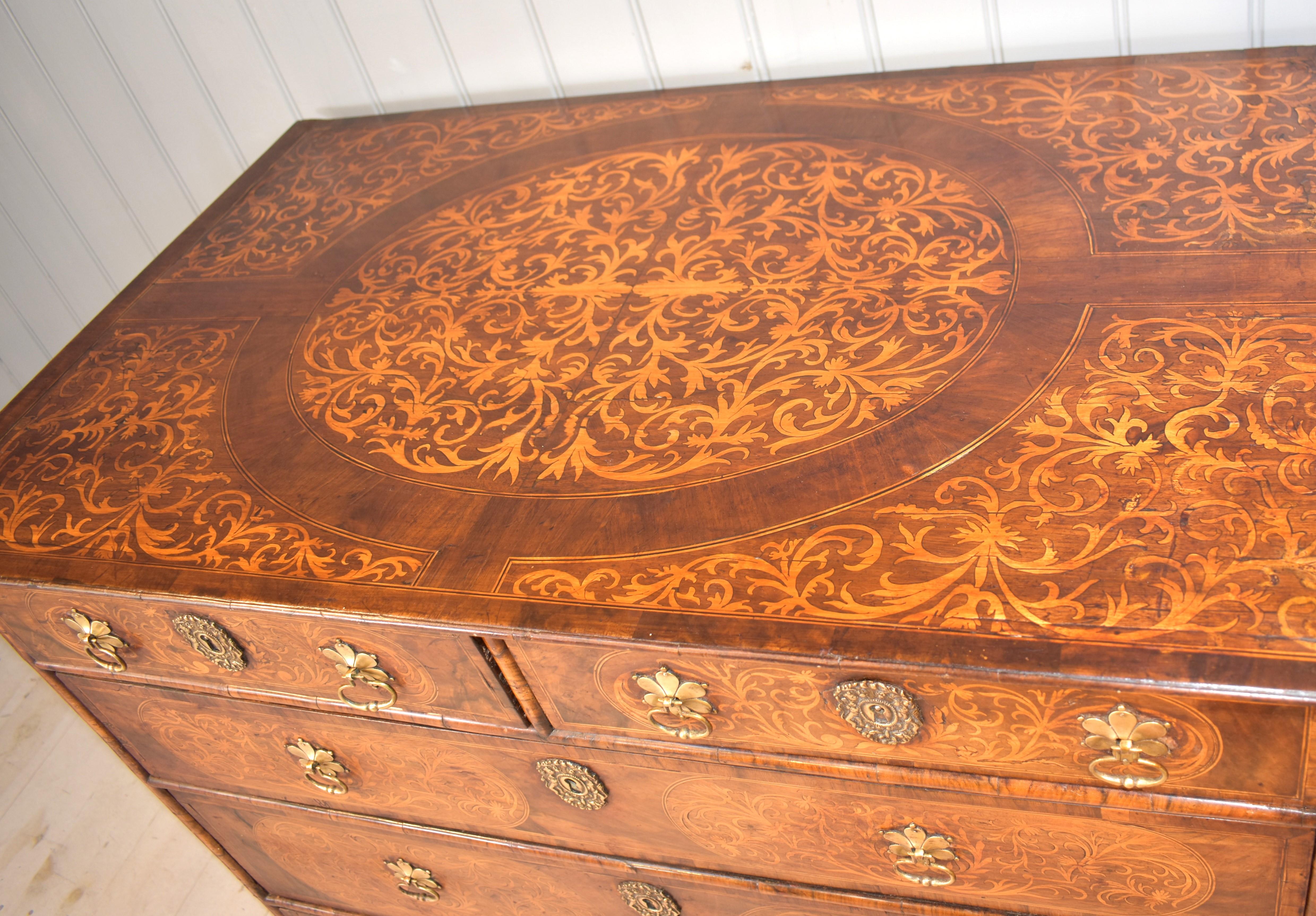 English 17th century walnut chest of drawers