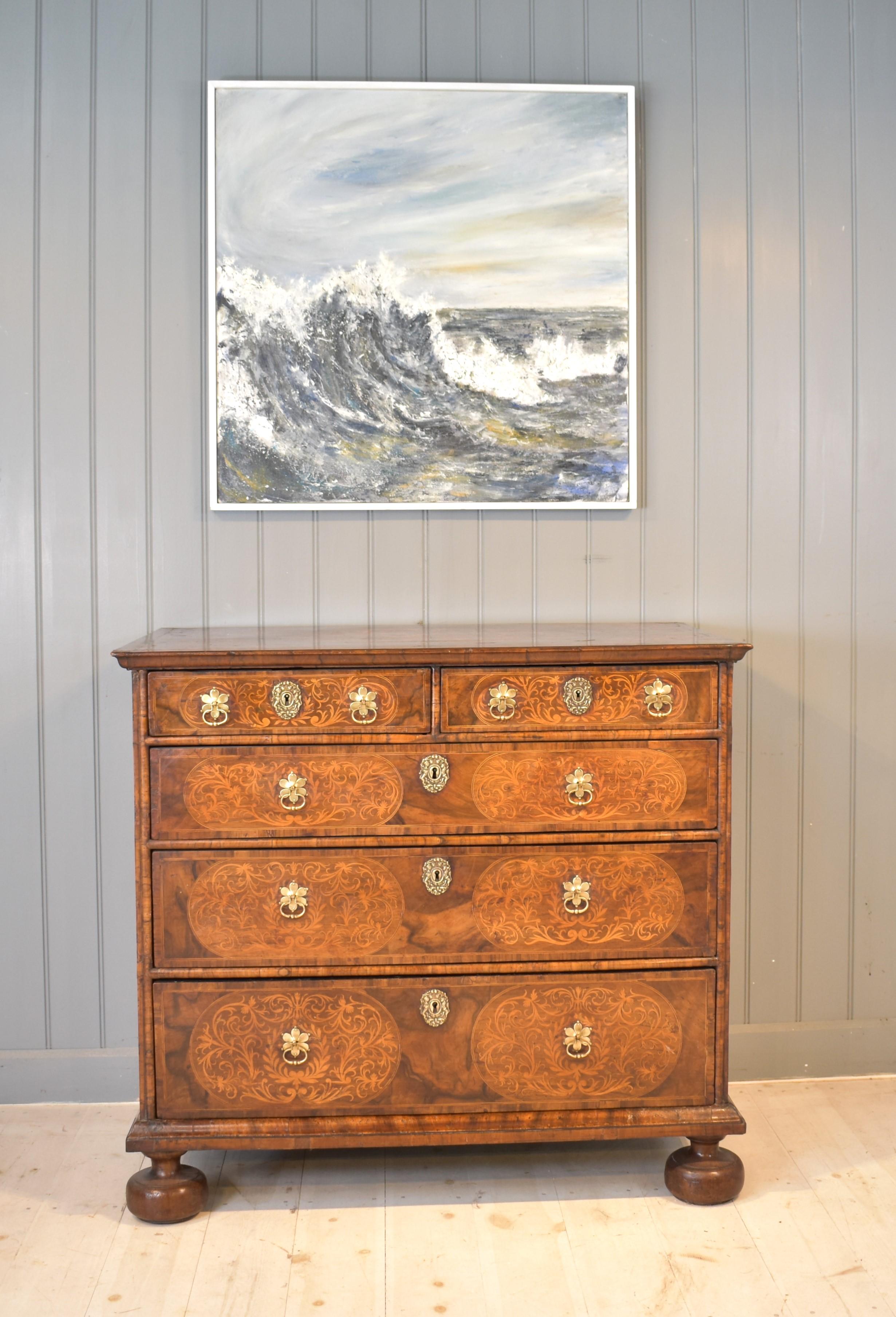 18th Century and Earlier 17th century walnut chest of drawers