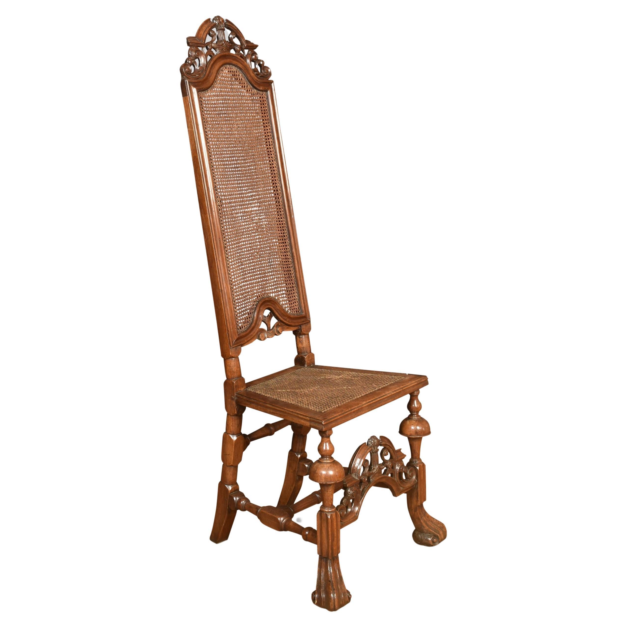 17th century walnut high back chair For Sale