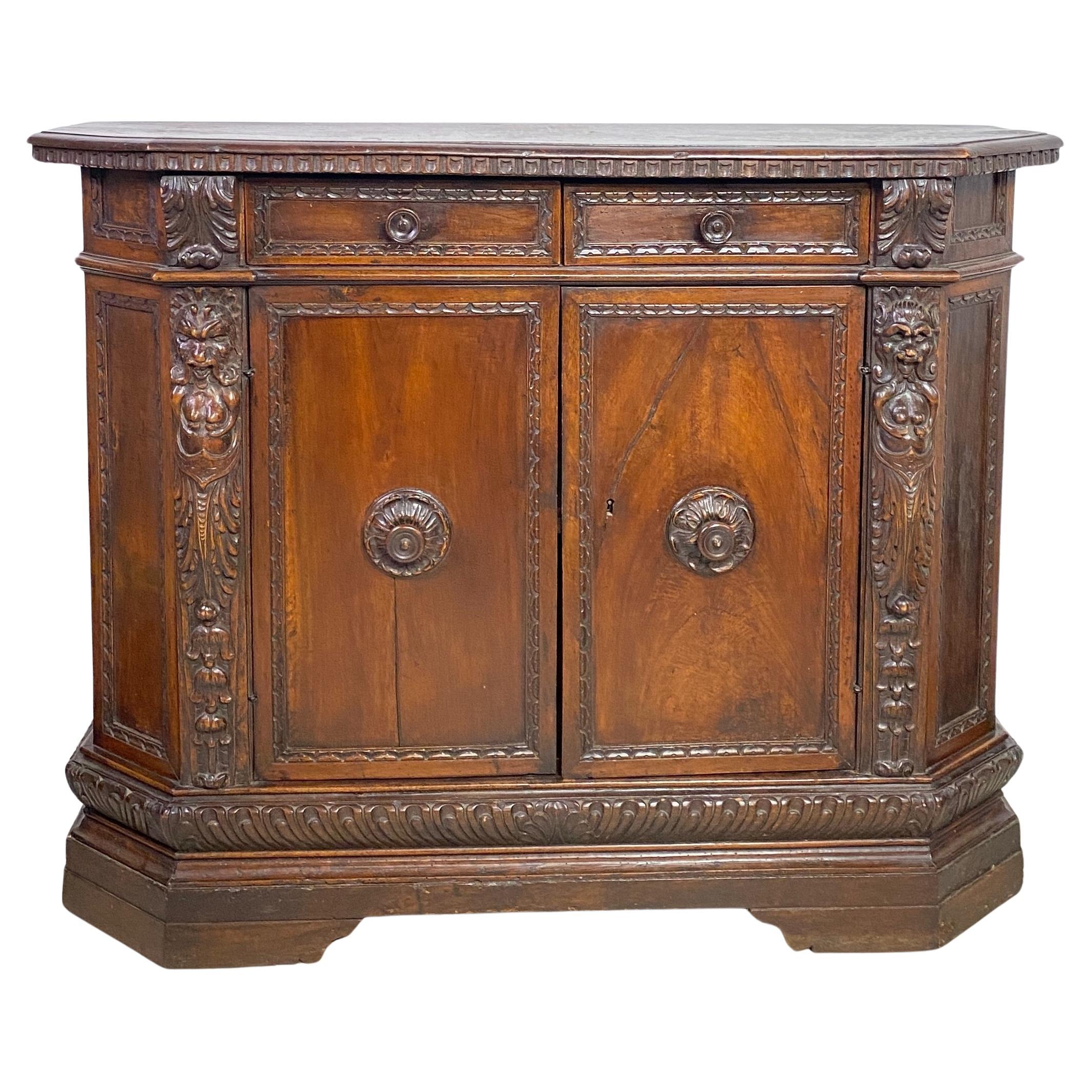 17th Century Walnut Italian Renaissance Credenza For Sale