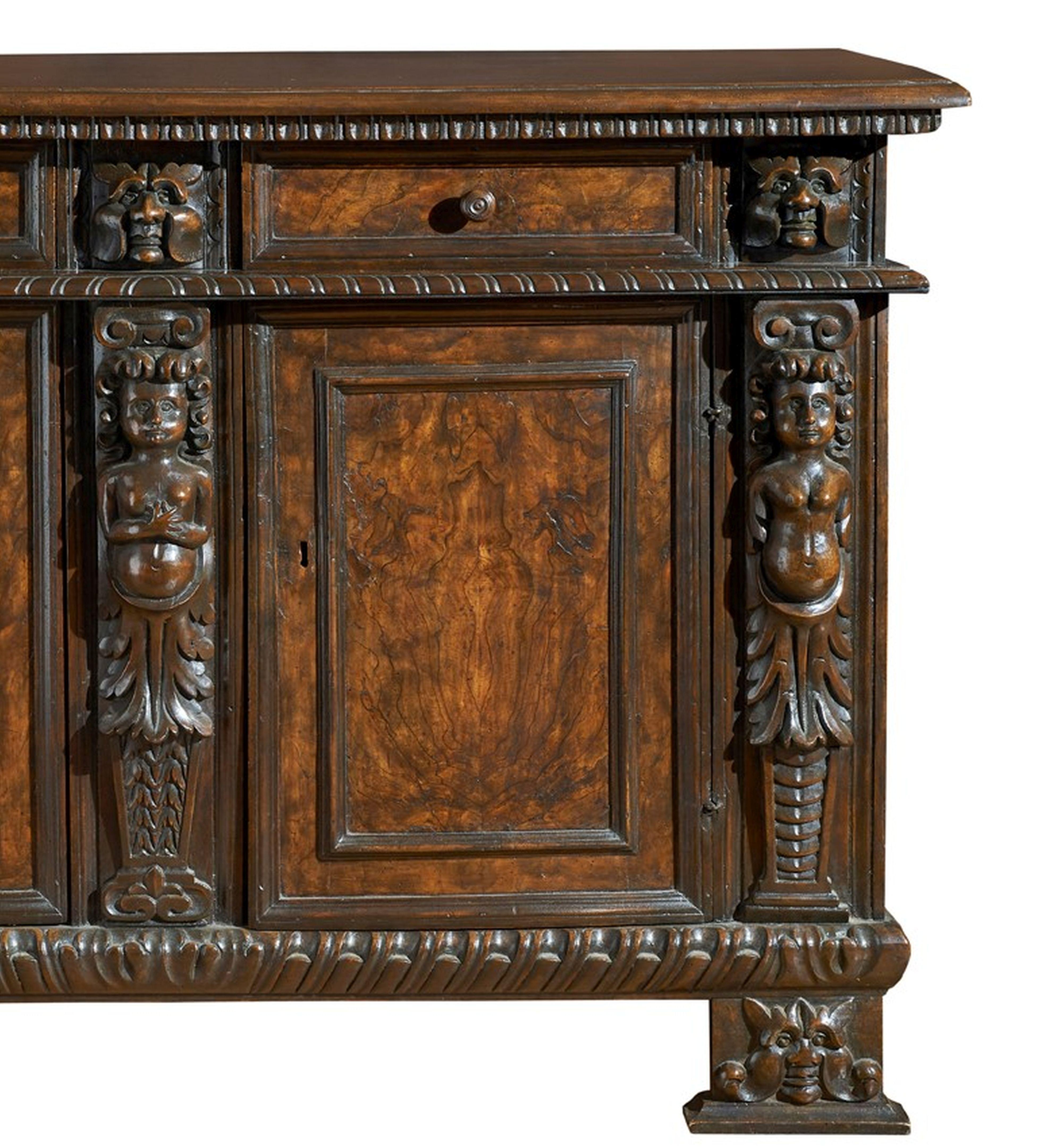 Wood 17th Century Walnut Louis XIV Italian Sideboard
