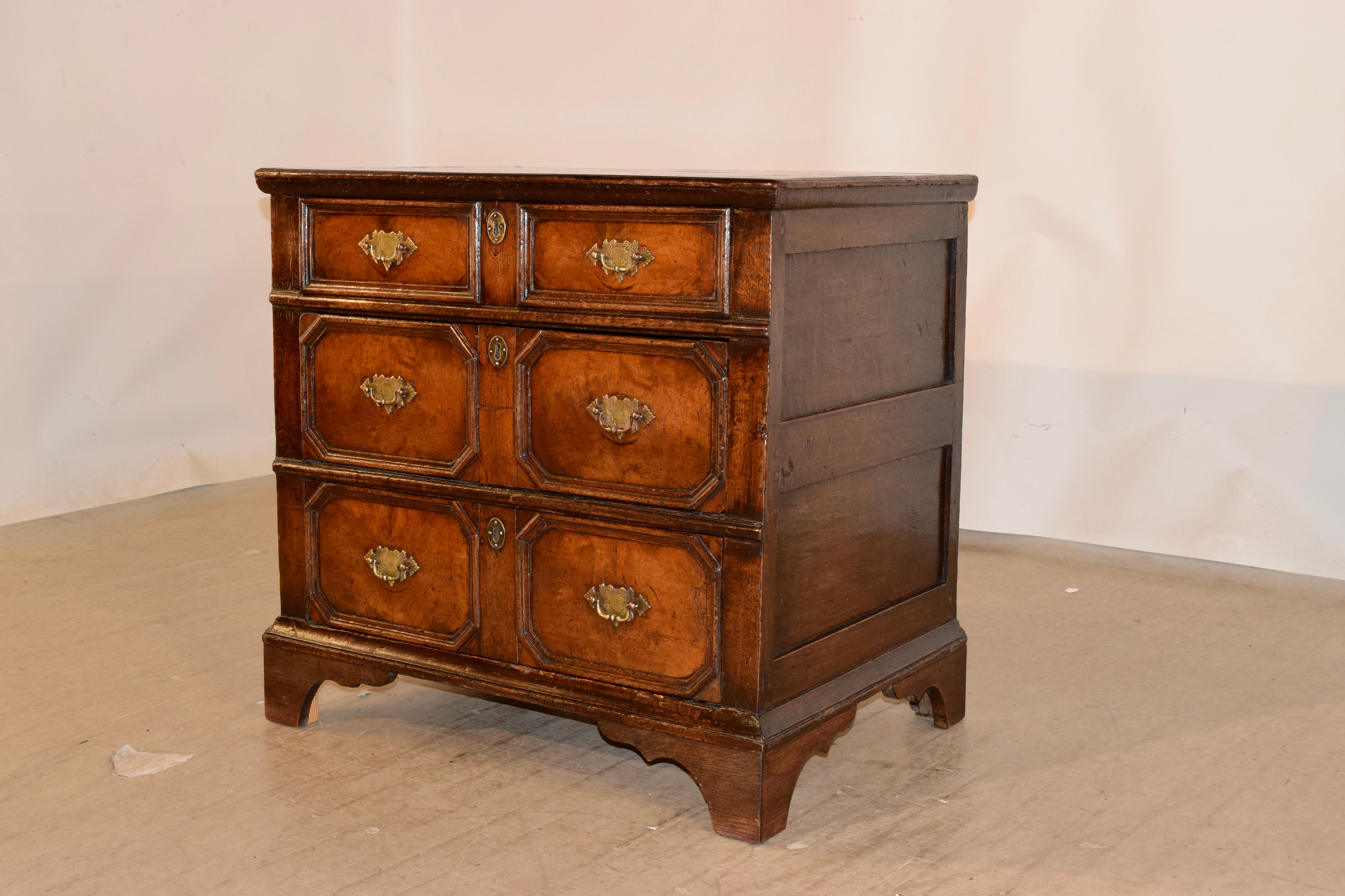 18th Century and Earlier 17th Century Walnut Paneled Chest of Drawers