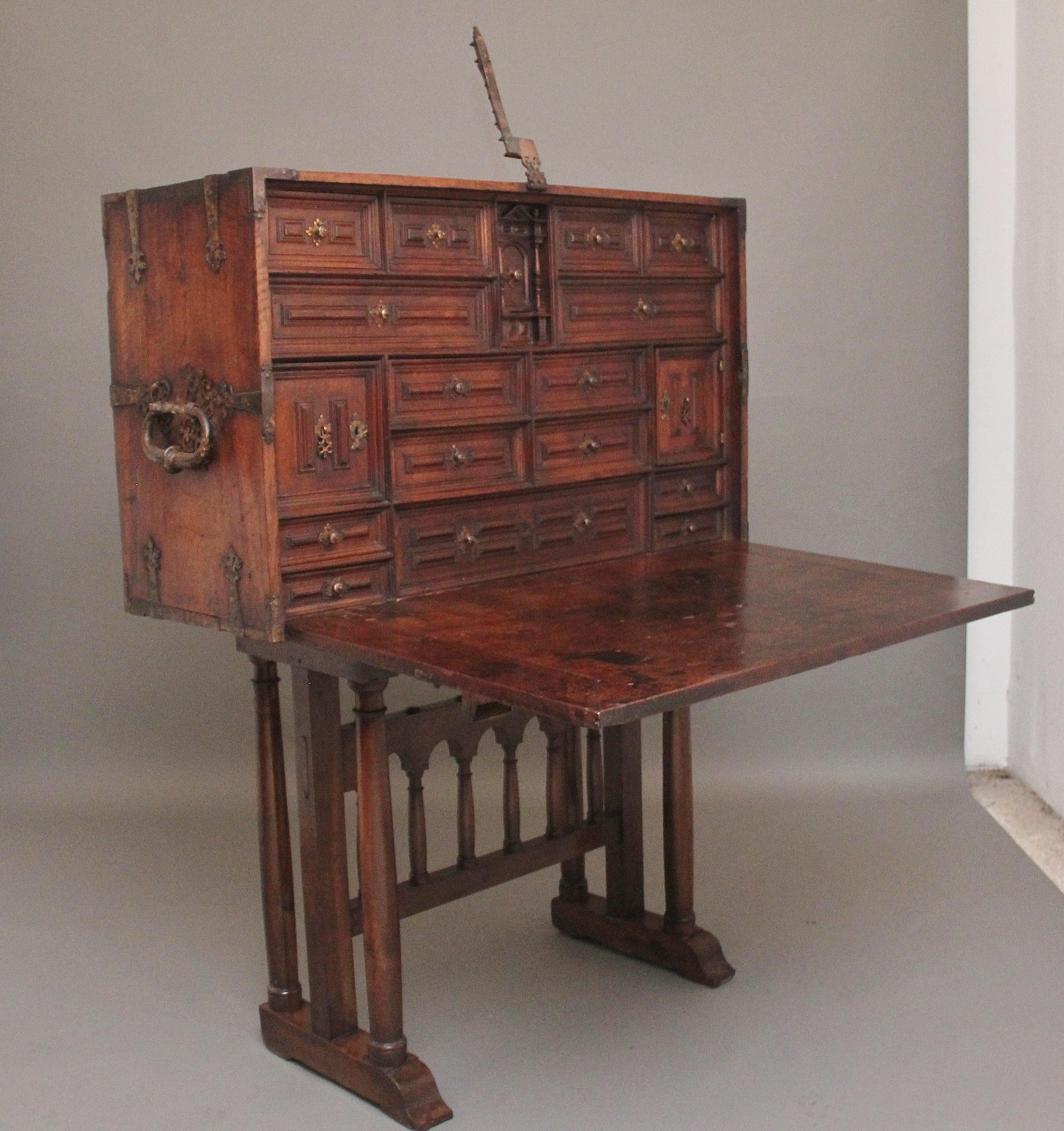 17th Century walnut Vargueno on stand For Sale 13