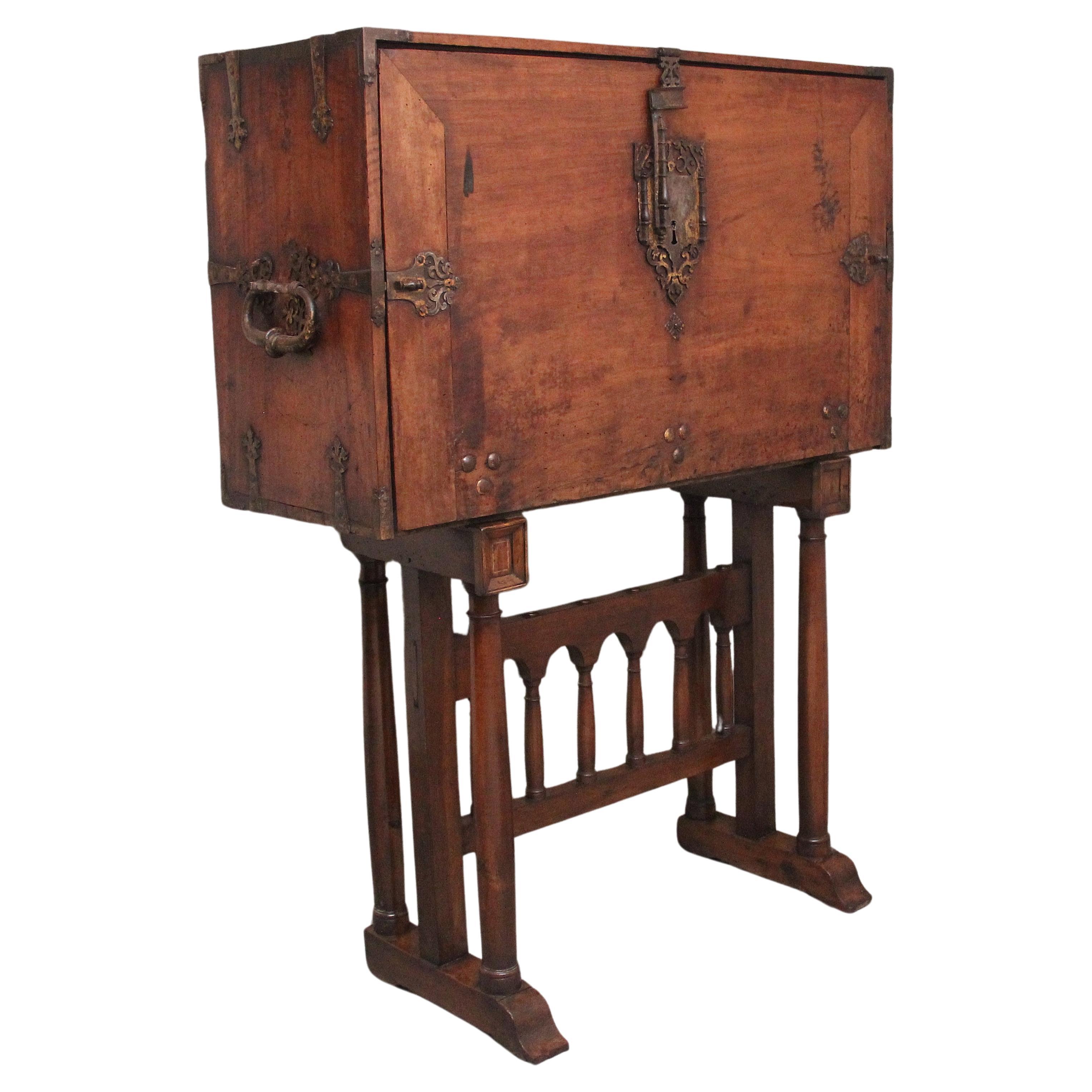 17th Century walnut Vargueno on stand For Sale