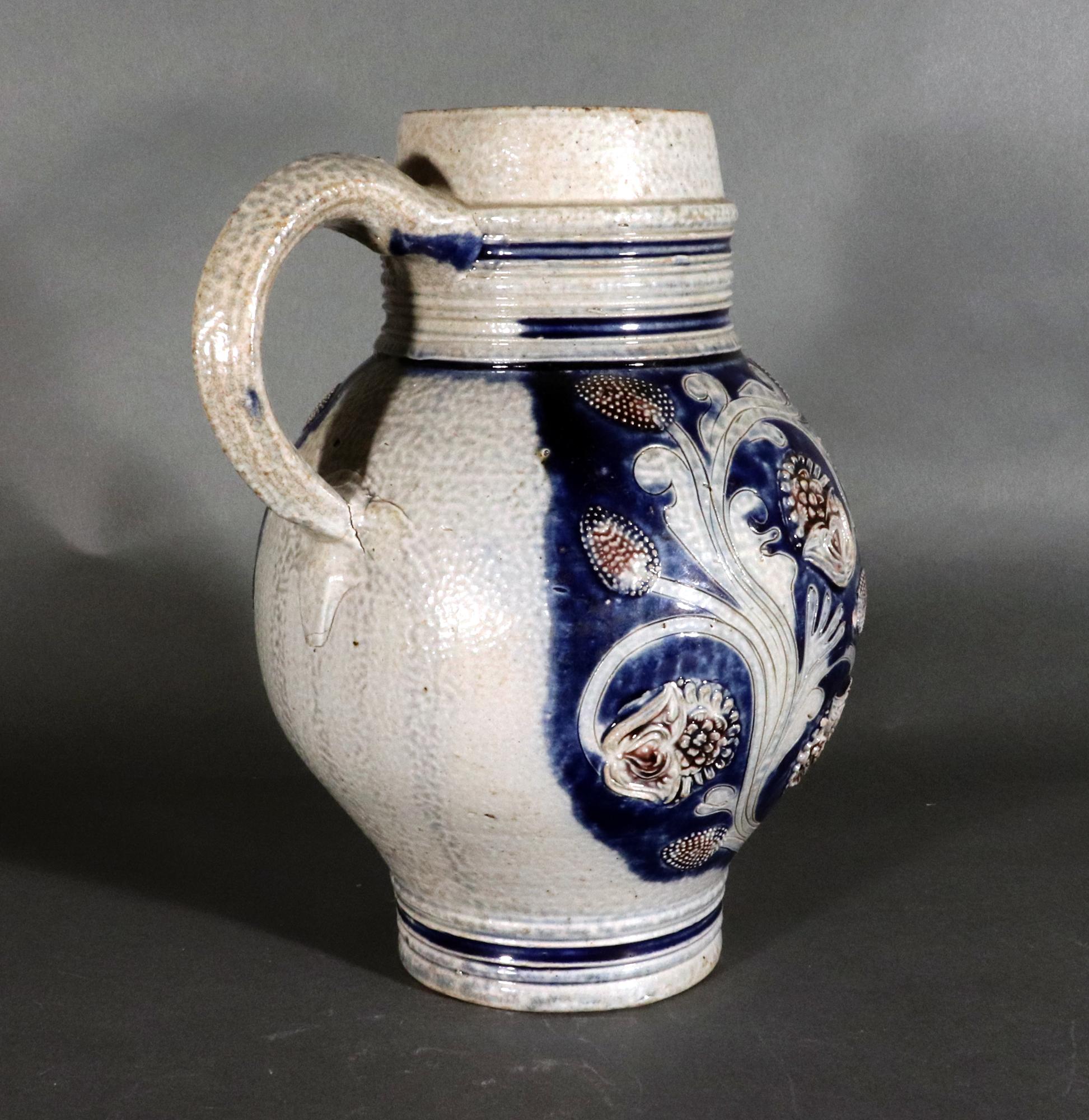 17th Century Westerwald Stoneware Jug In Good Condition In Downingtown, PA