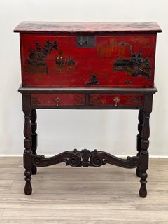 17th Century, William and Mary Chinoiserie Trunk on Stand