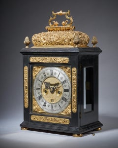 Horloge de table huit jours en ébène William and Mary du XVIIe siècle par James Markwick