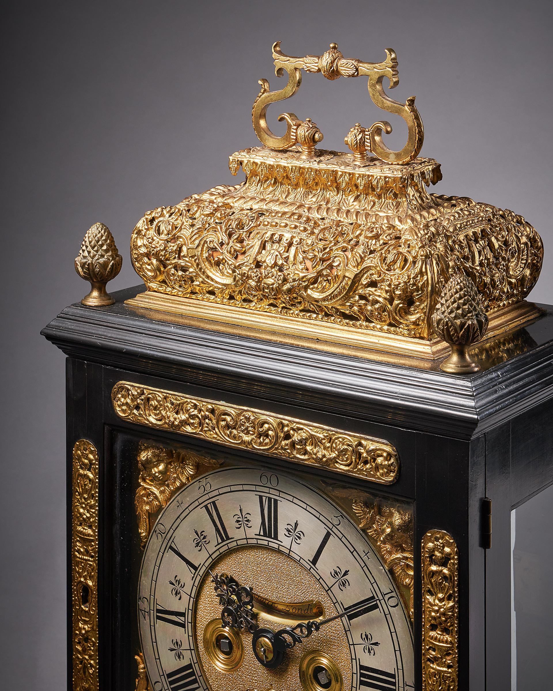 English 17th century William and Mary Ebony Eight-Day table clock by James Markwick