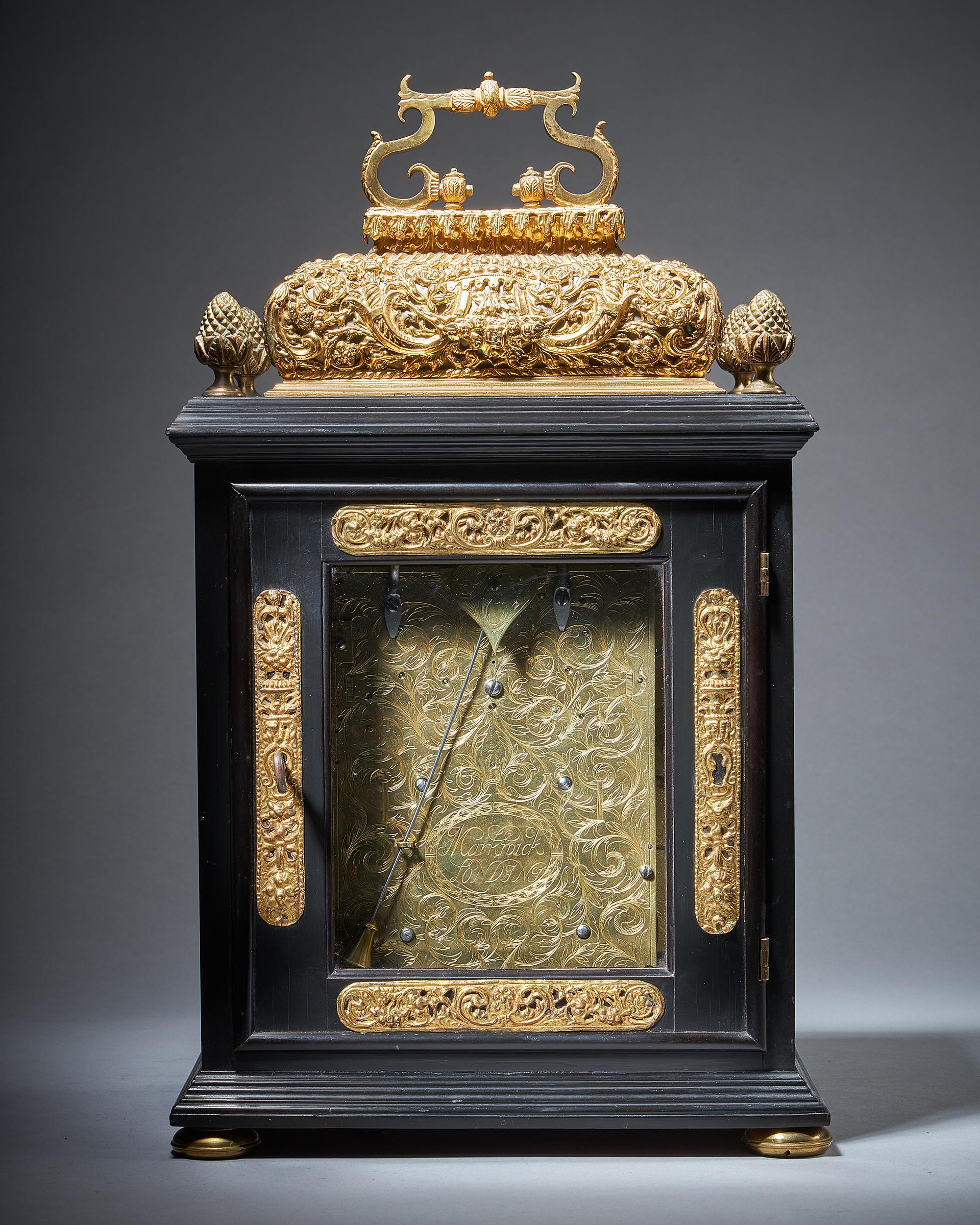 17th century William and Mary Ebony Eight-Day table clock by James Markwick In Good Condition In Oxfordshire, United Kingdom