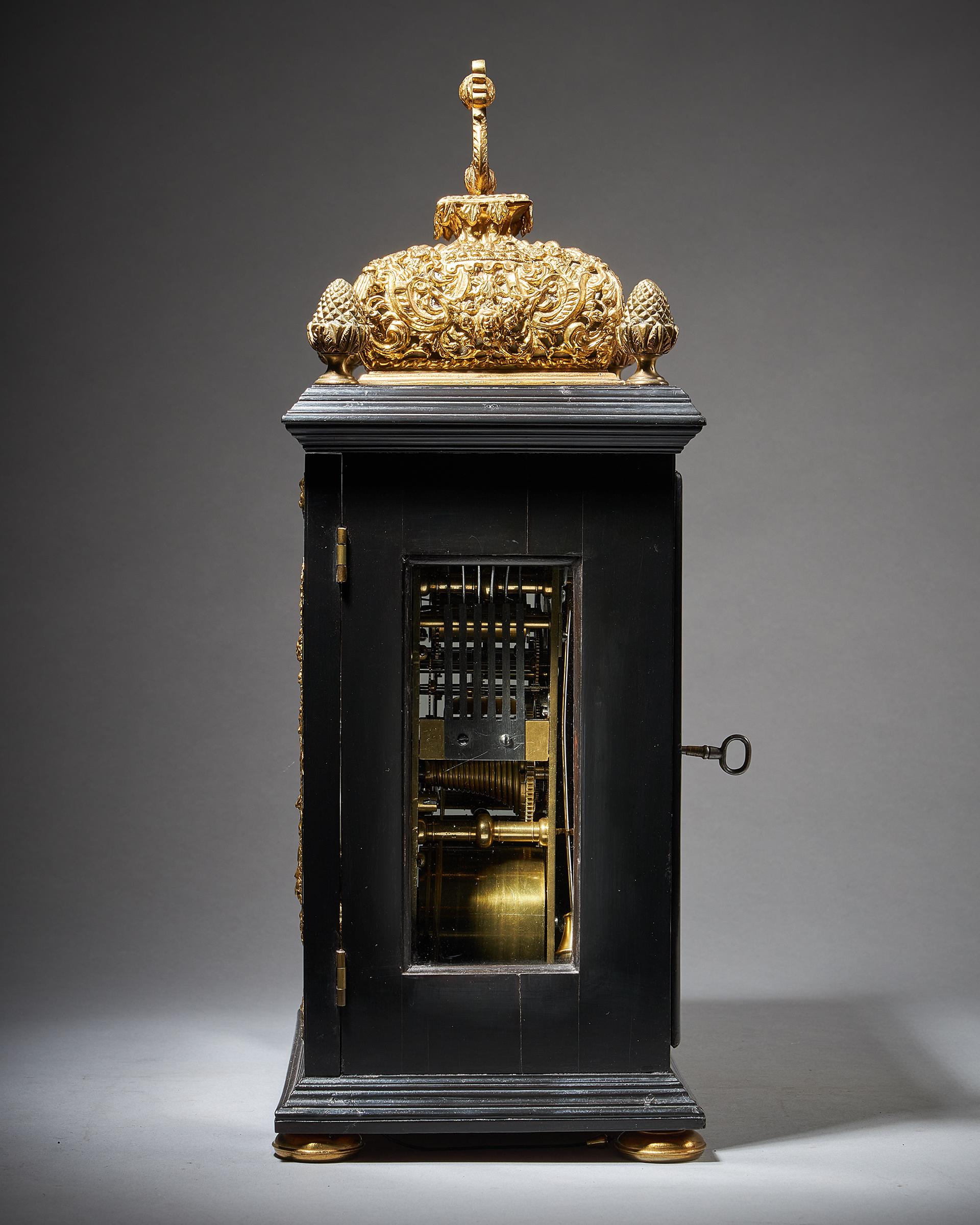 18th Century and Earlier 17th century William and Mary Ebony Eight-Day table clock by James Markwick