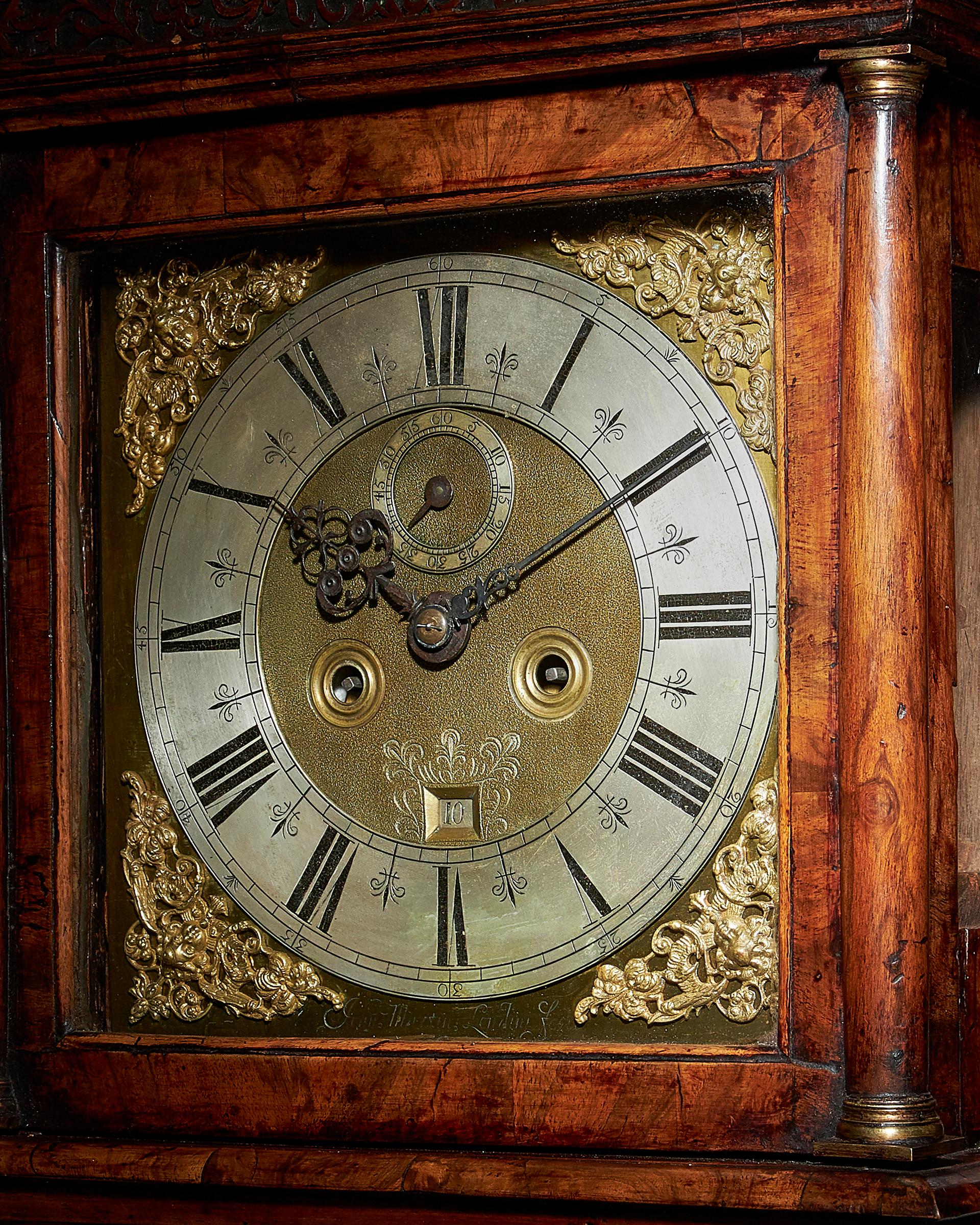 17th Century William and Mary Eight Day Burr Walnut Longcase Clock, John Martin In Good Condition In Oxfordshire, United Kingdom