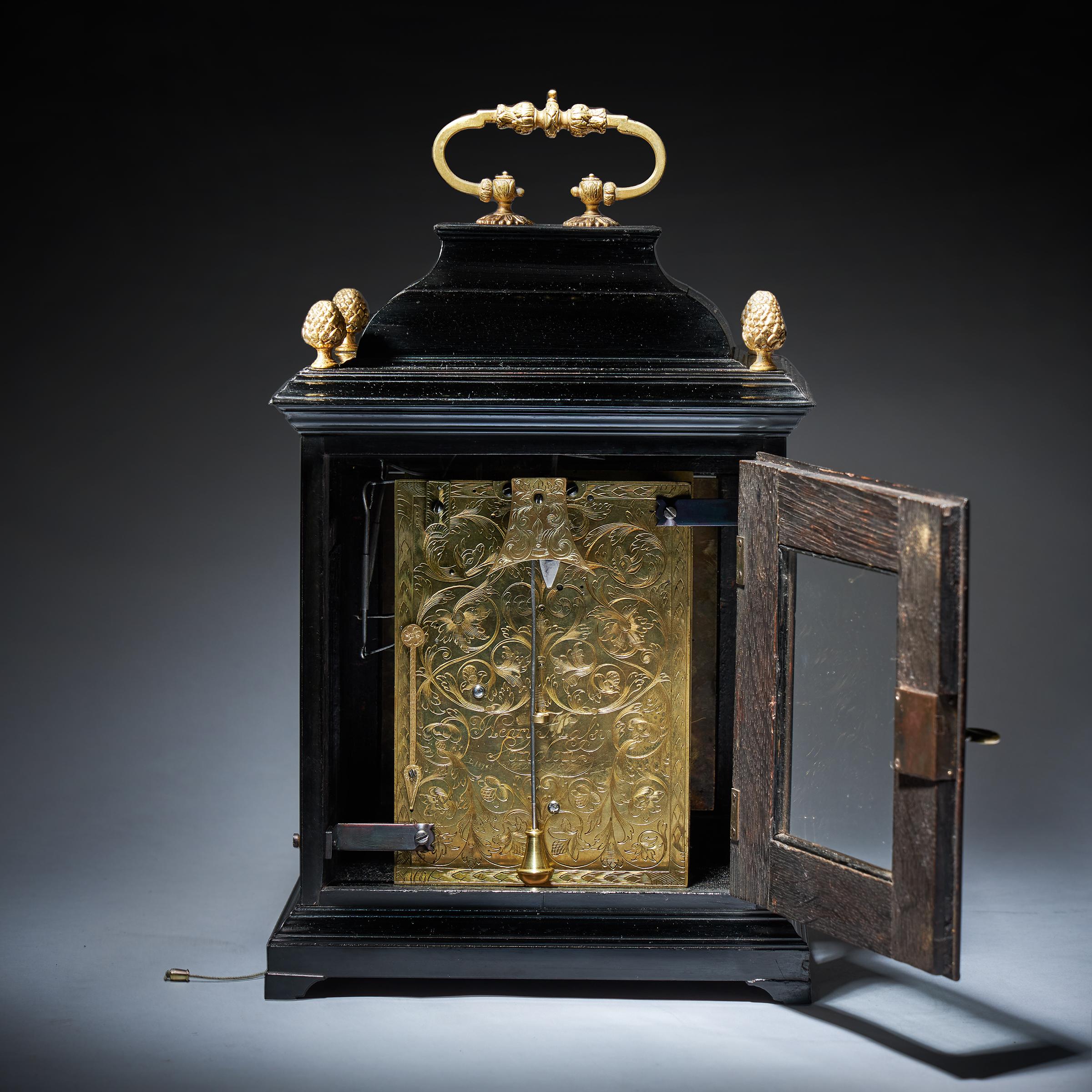 Ebony 17th Century William and Mary Eight-Day Spring-Driven Table Clock, Circa 1690