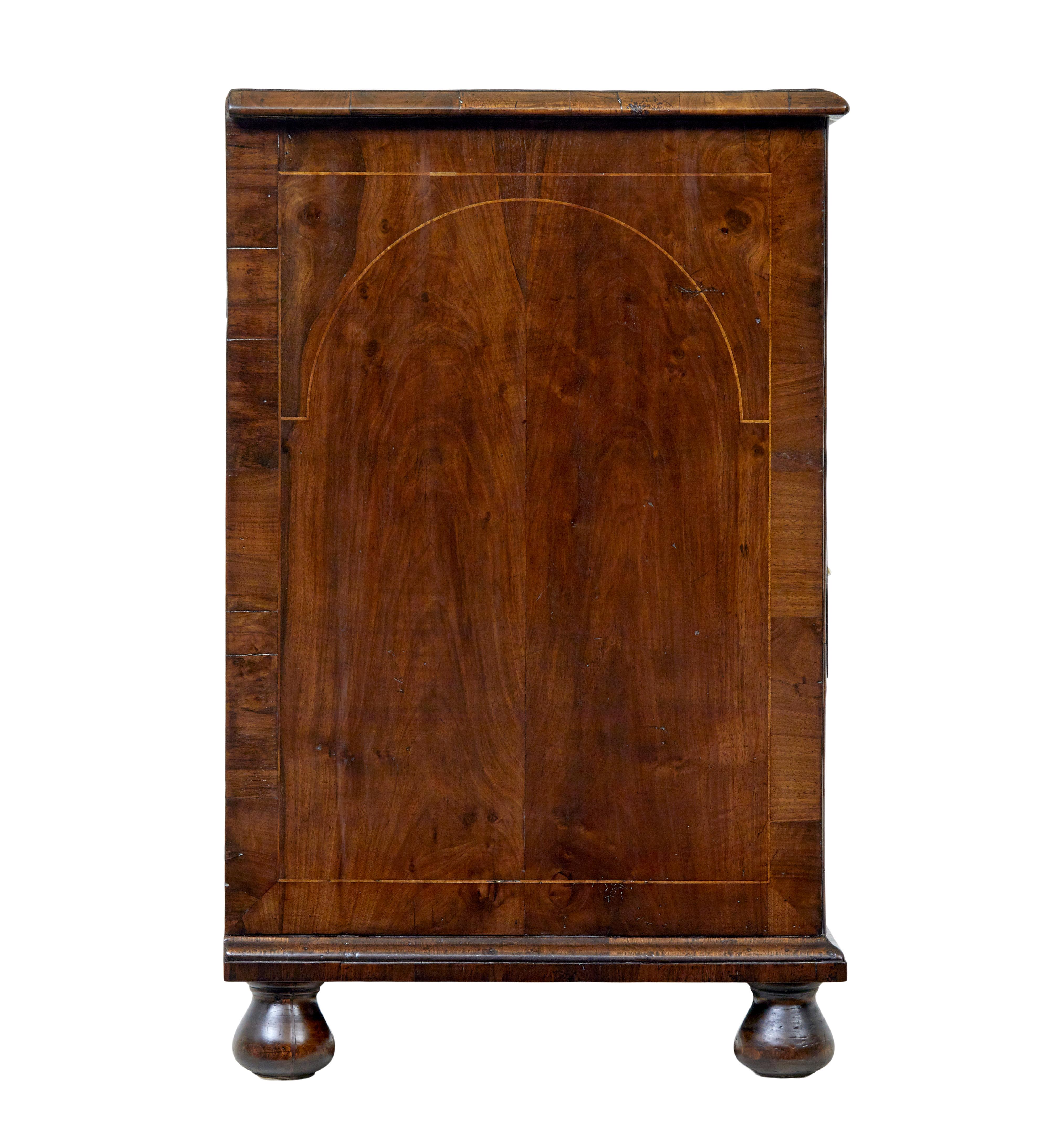17th Century 17th century William and Mary inlaid walnut chest of drawers For Sale