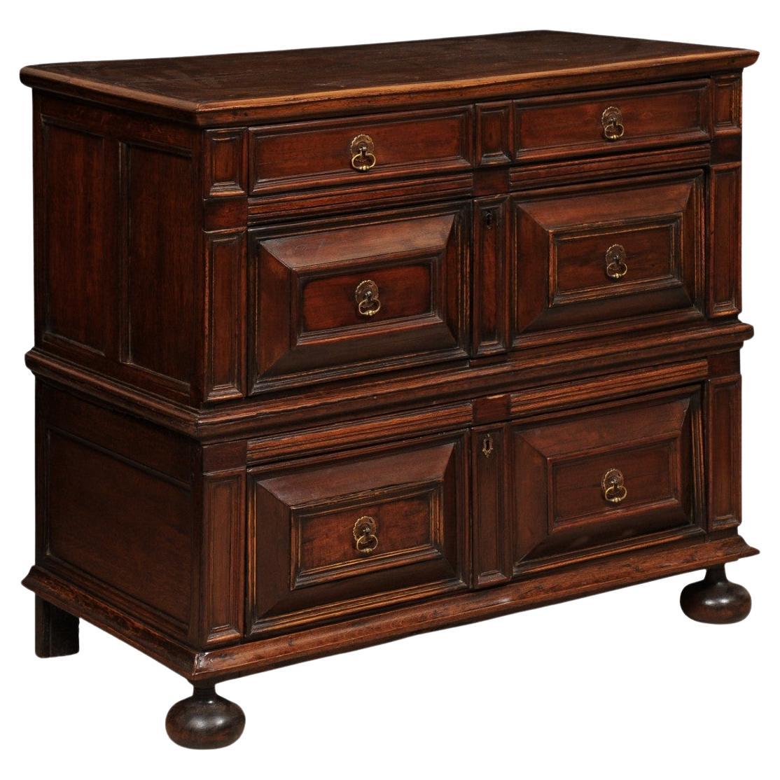 17th Century William and Mary Jacobean Block Front 2-Piece Chest