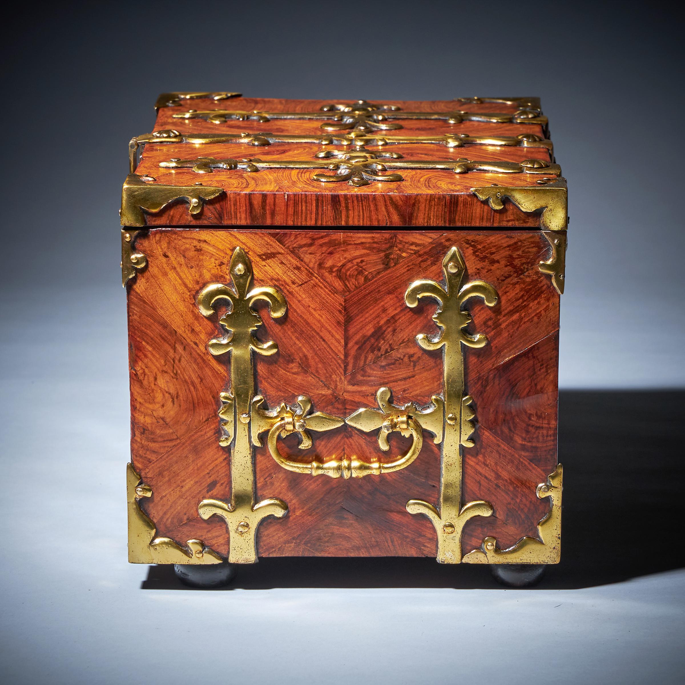 Oak 17th Century William and Mary Kingwood Coffre Fort Box Concealing Three Secrets