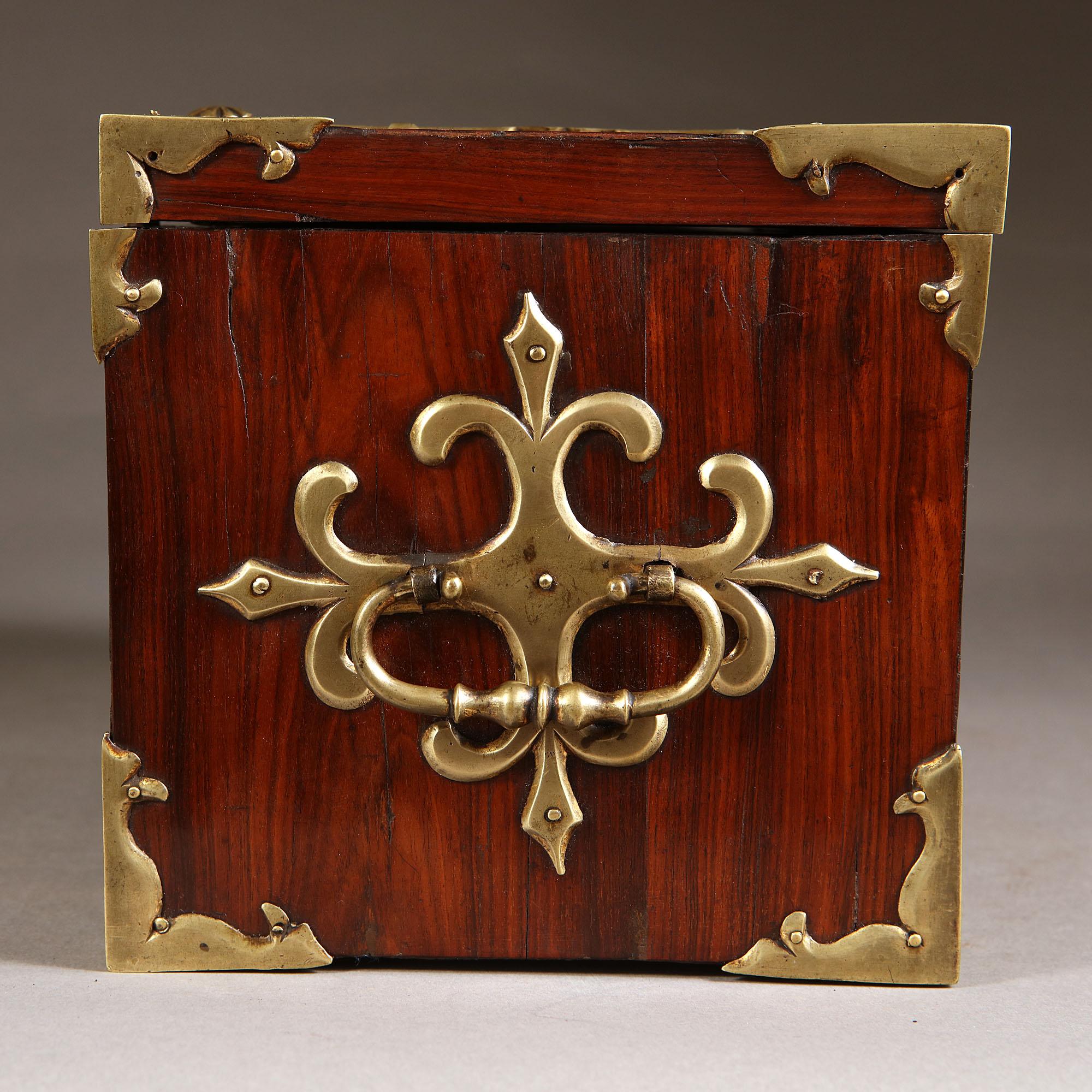 17th Century William and Mary Kingwood Strongbox, with Gilt Brass In Good Condition In Oxfordshire, United Kingdom
