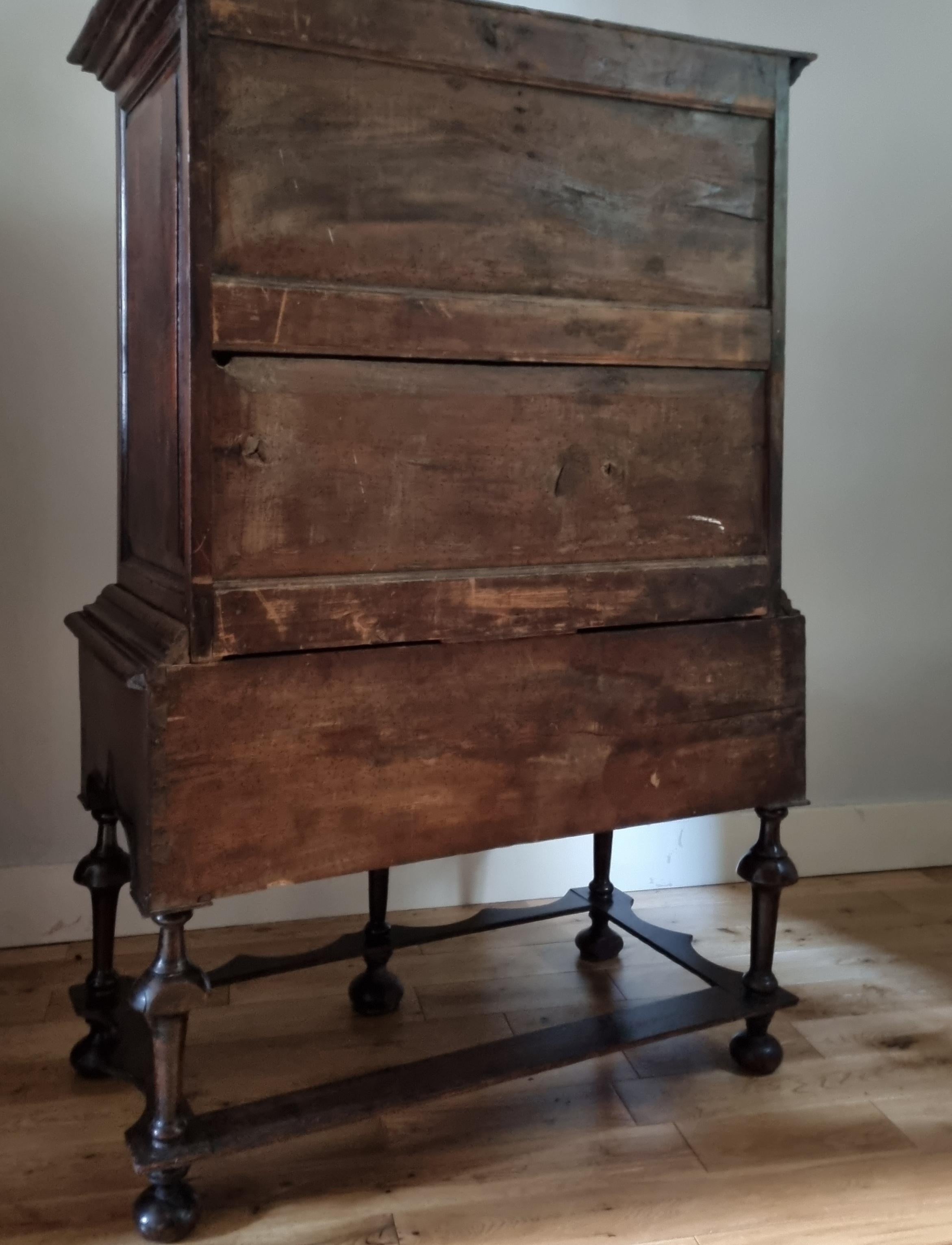 17th Century William And Mary Oak Chest On Stand Circa 1690 For Sale 2