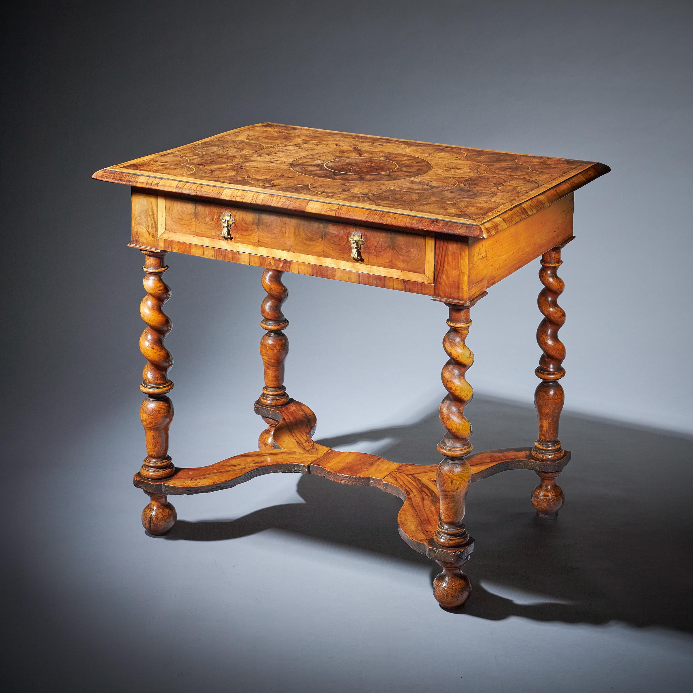 English 17th Century William and Mary Olive Oyster Table, Circa 1680-1700