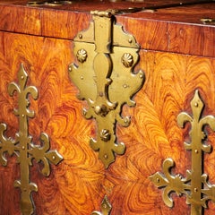 17th Century William and Mary Period Kingwood Oyster Strongbox or Coffre Fort