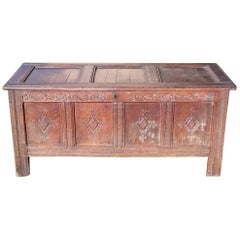 17th Century William and Mary Period Oak Antique Coffer Blanket Box