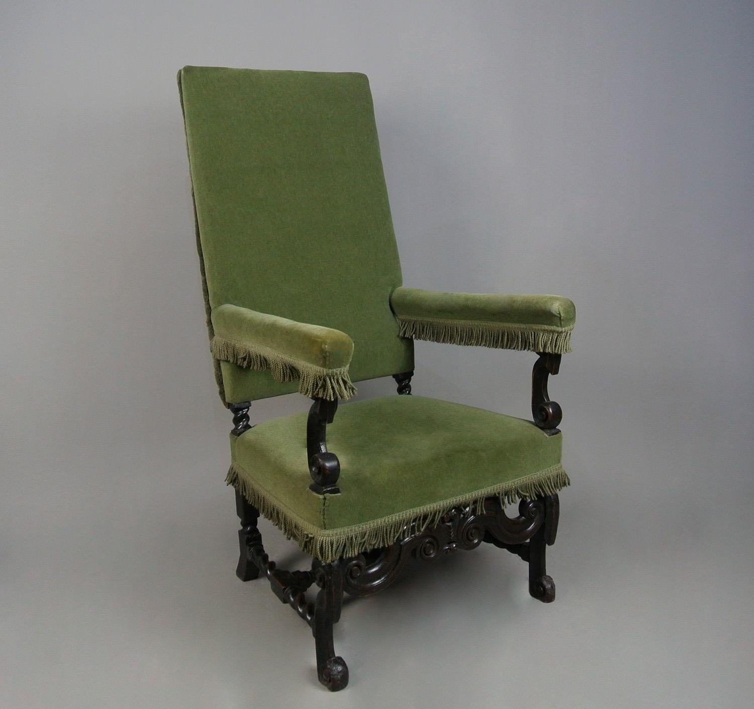 17th Century William and Mary Period Oak Armchair c. 1690 For Sale 1