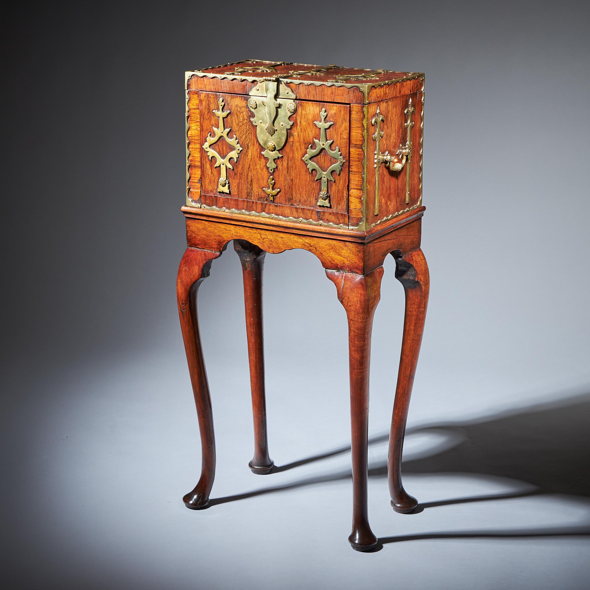 English 17th Century William and Mary Rosewood Coffre Fort on Stand, Secret Compartments For Sale