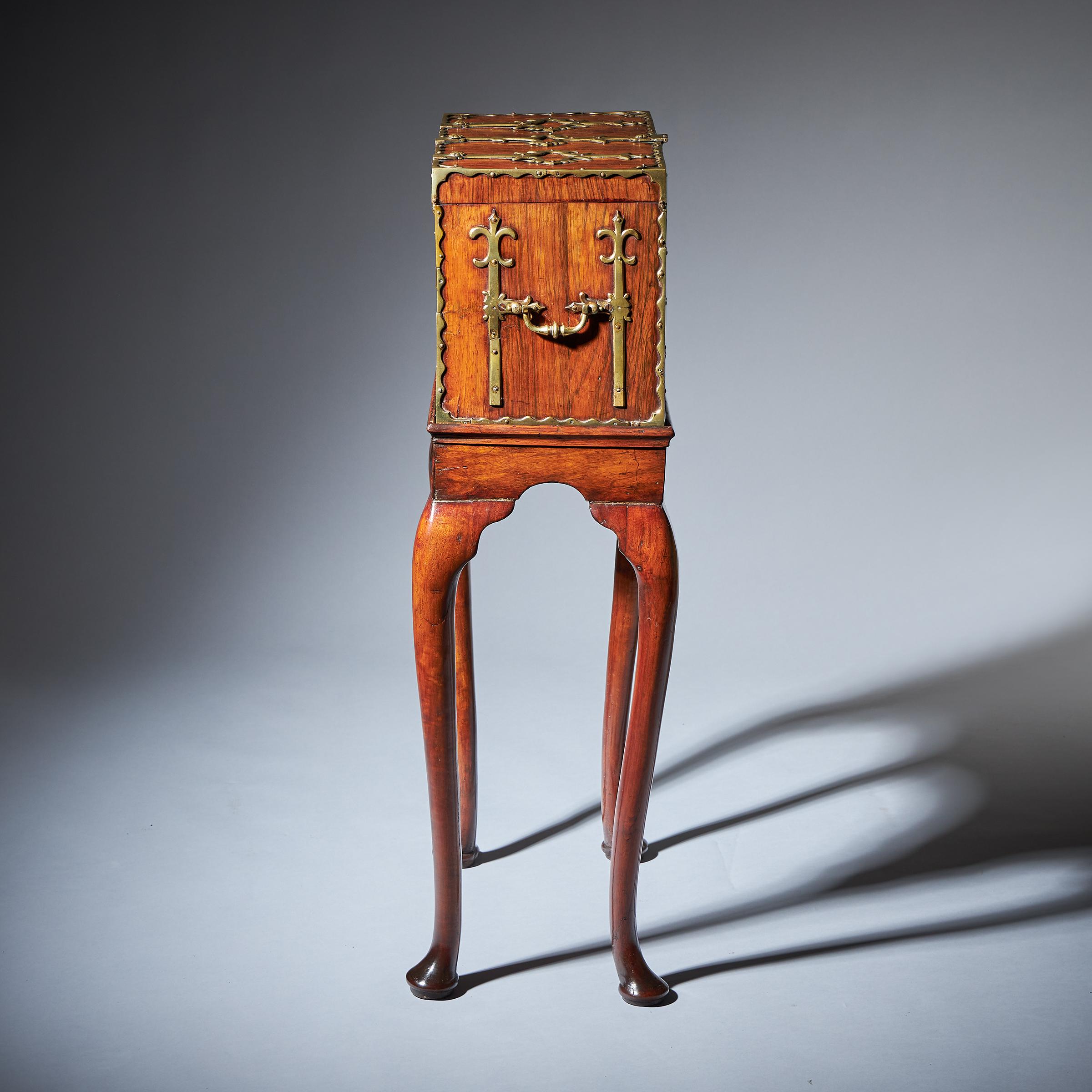 18th Century and Earlier 17th Century William and Mary Rosewood Coffre Fort on Stand, Secret Compartments For Sale