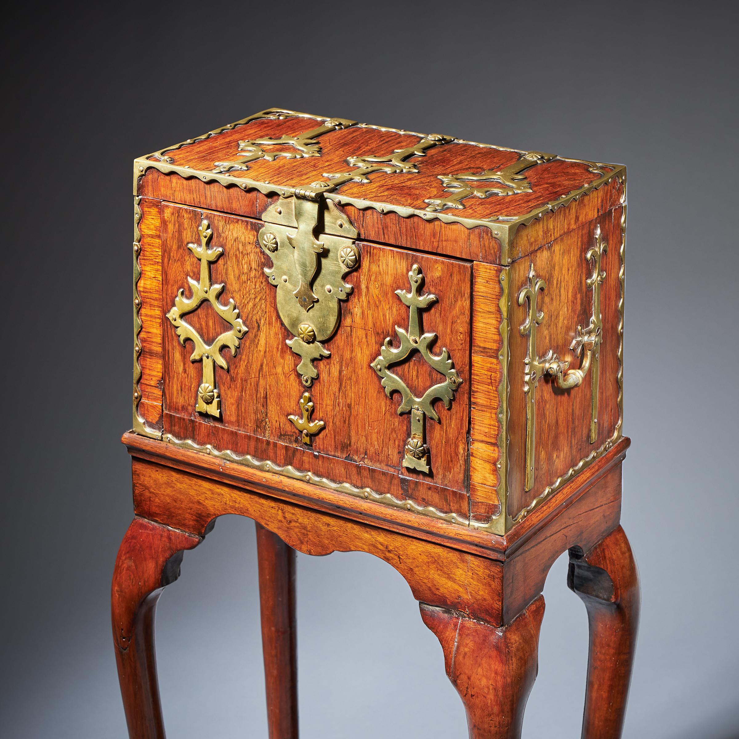 17th Century William and Mary Rosewood Coffre Fort on Stand, Secret Compartments For Sale 1