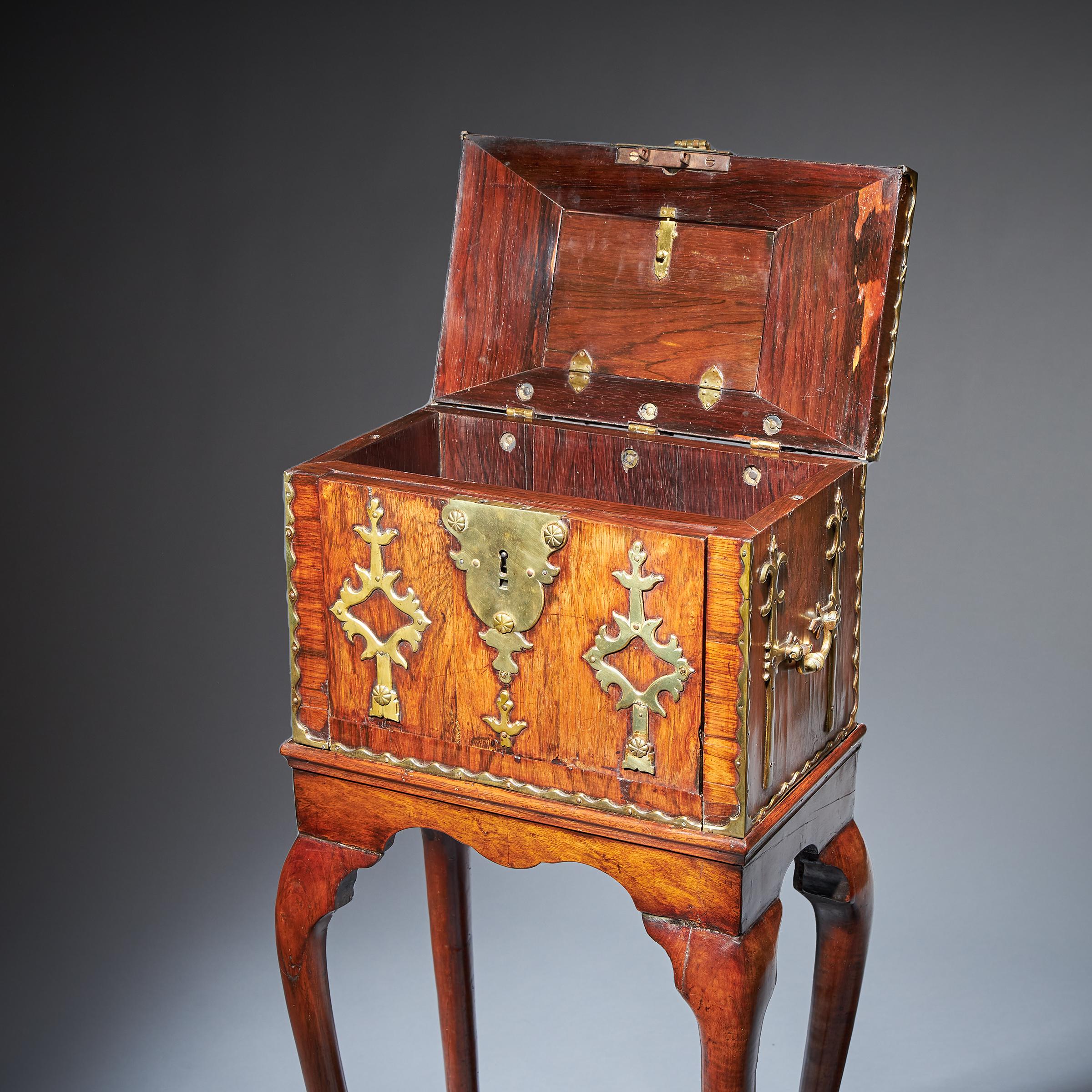 17th Century William and Mary Rosewood Coffre Fort on Stand, Secret Compartments For Sale 2