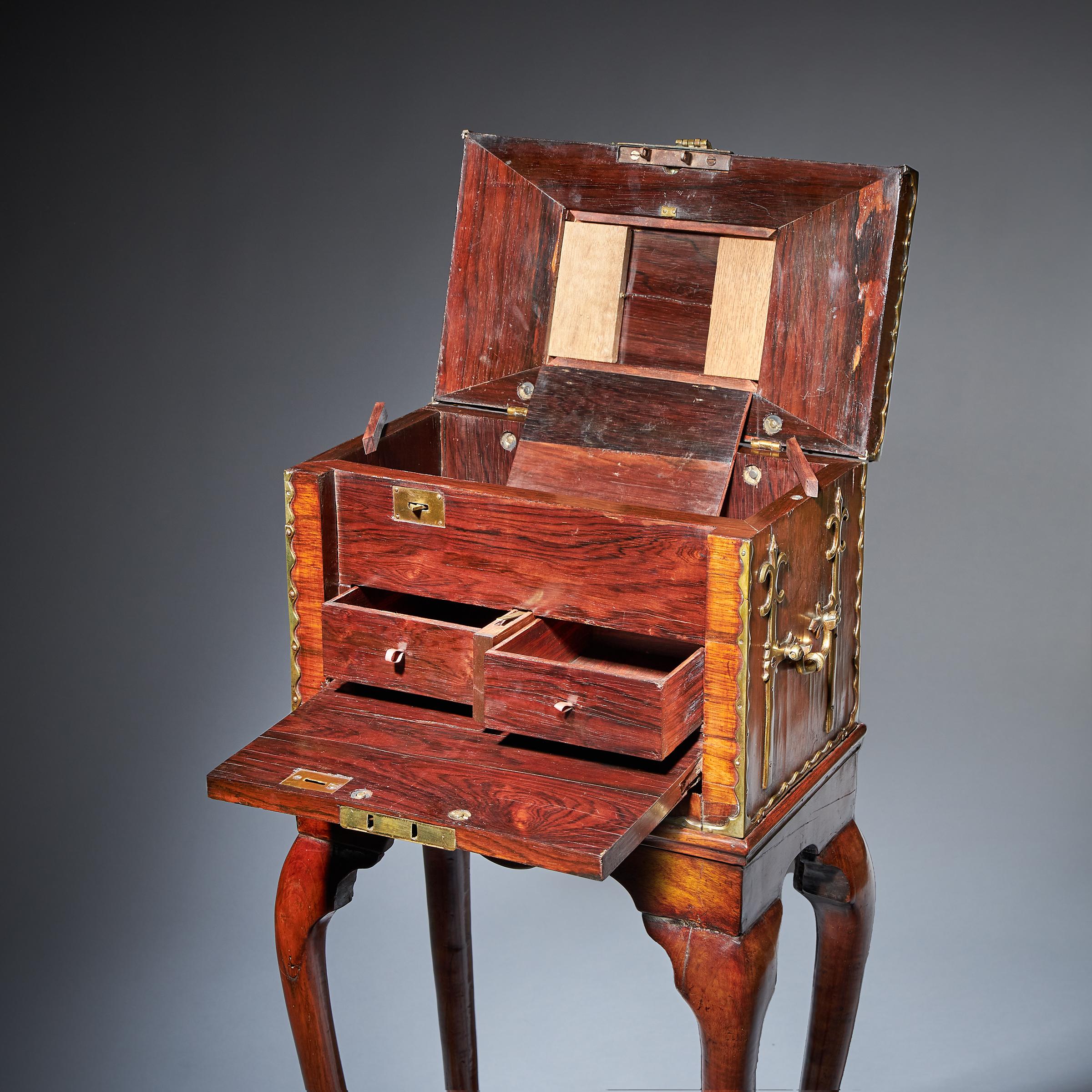 17th Century William and Mary Rosewood Coffre Fort on Stand, Secret Compartments For Sale 3