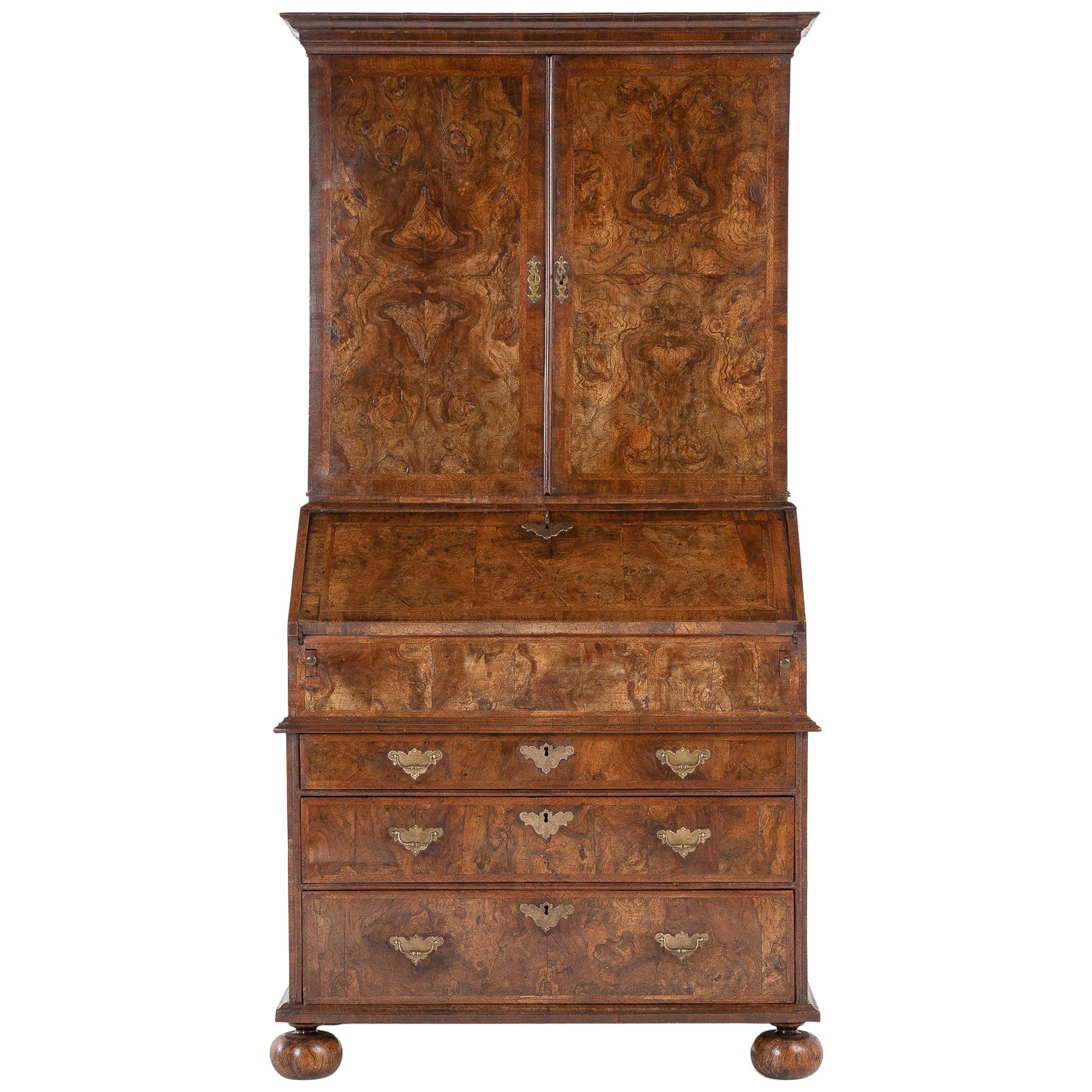 17th Century William and Mary Walnut Bureau Cabinet